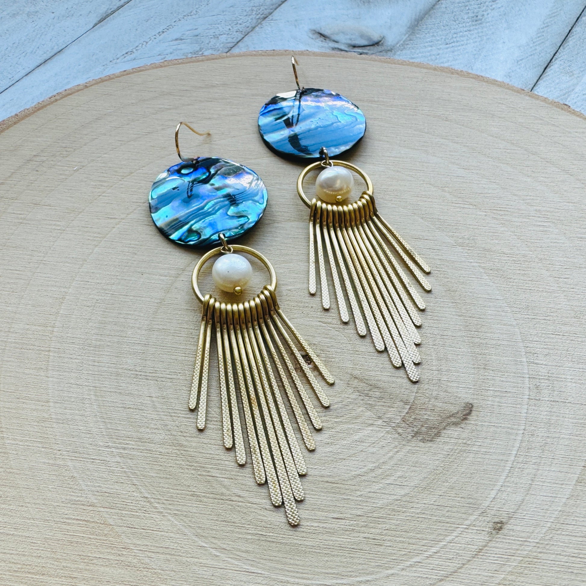 Abalone Earrings, Pearl Earrings, Boho Earrings, Witchy Earrings, Wanderlust Jewelry, Best Friend Birthday Gift, Sweet 16 Gift, Western
