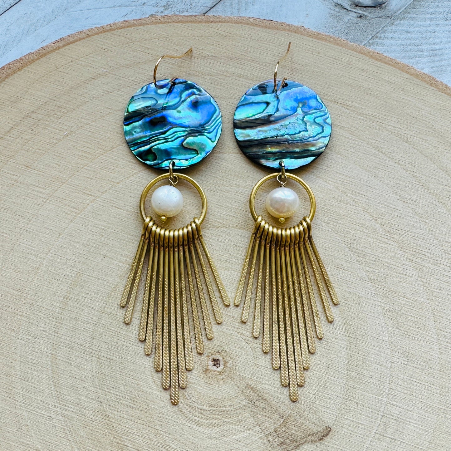 Abalone Earrings, Pearl Earrings, Boho Earrings, Witchy Earrings, Wanderlust Jewelry, Best Friend Birthday Gift, Sweet 16 Gift, Western