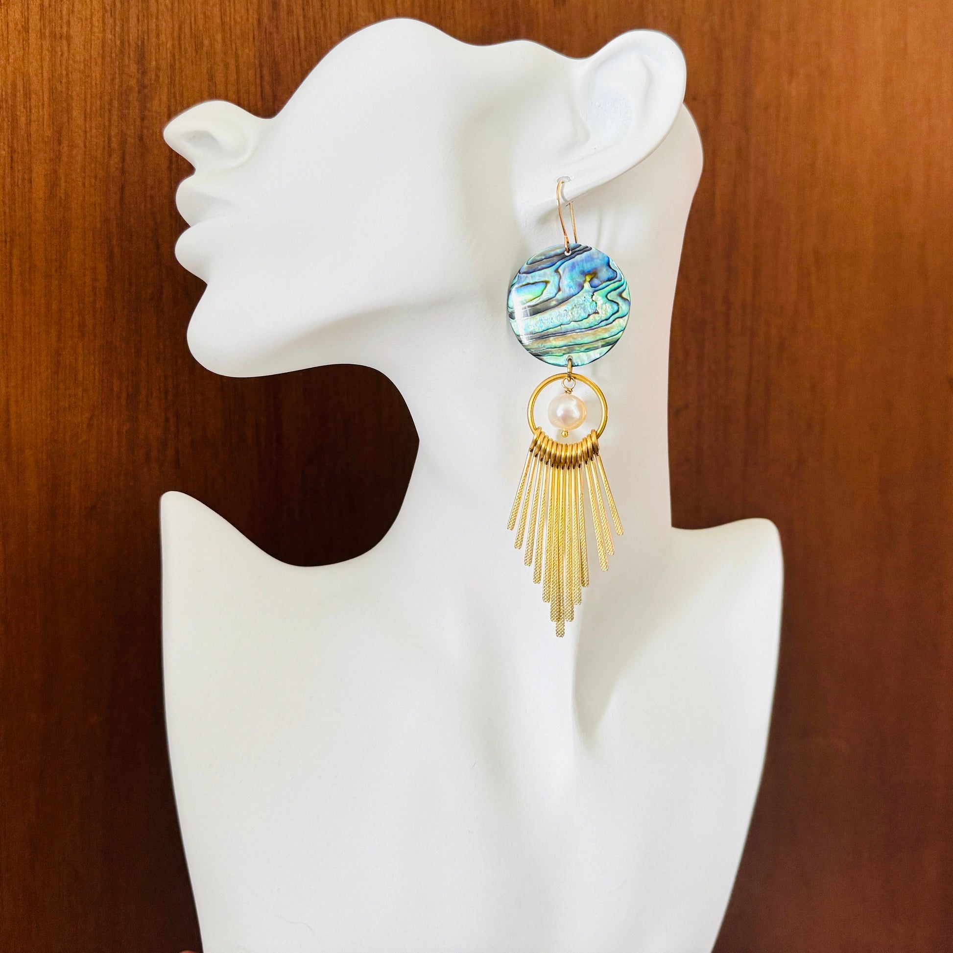 Abalone Earrings, Pearl Earrings, Boho Earrings, Witchy Earrings, Wanderlust Jewelry, Best Friend Birthday Gift, Sweet 16 Gift, Western