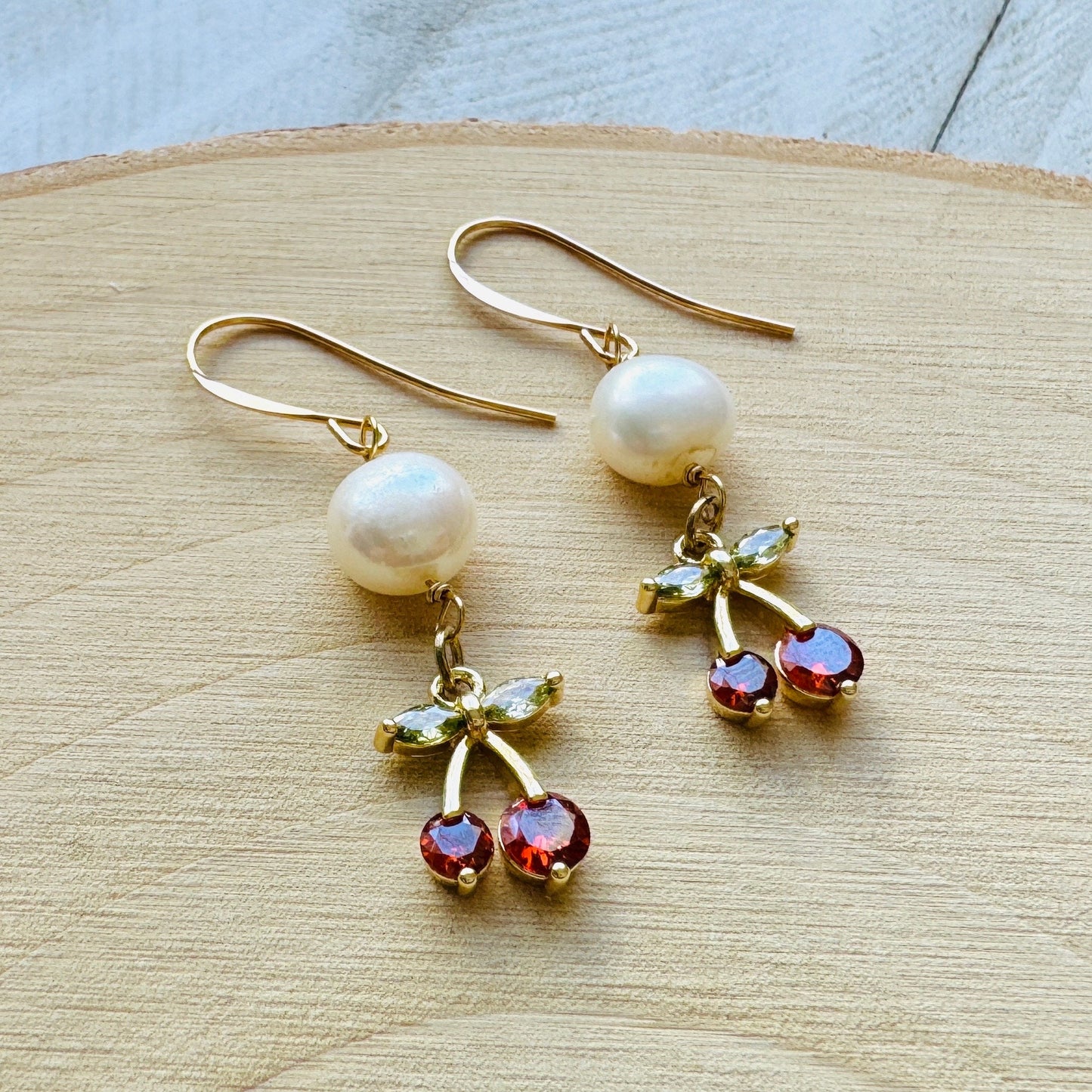 Cherry Earrings, Pearl Earrings, Boho Earrings, Witchy Earrings, Wanderlust Jewelry, Best Friend Birthday Gift, Sweet 16 Gift, Fun Earrings