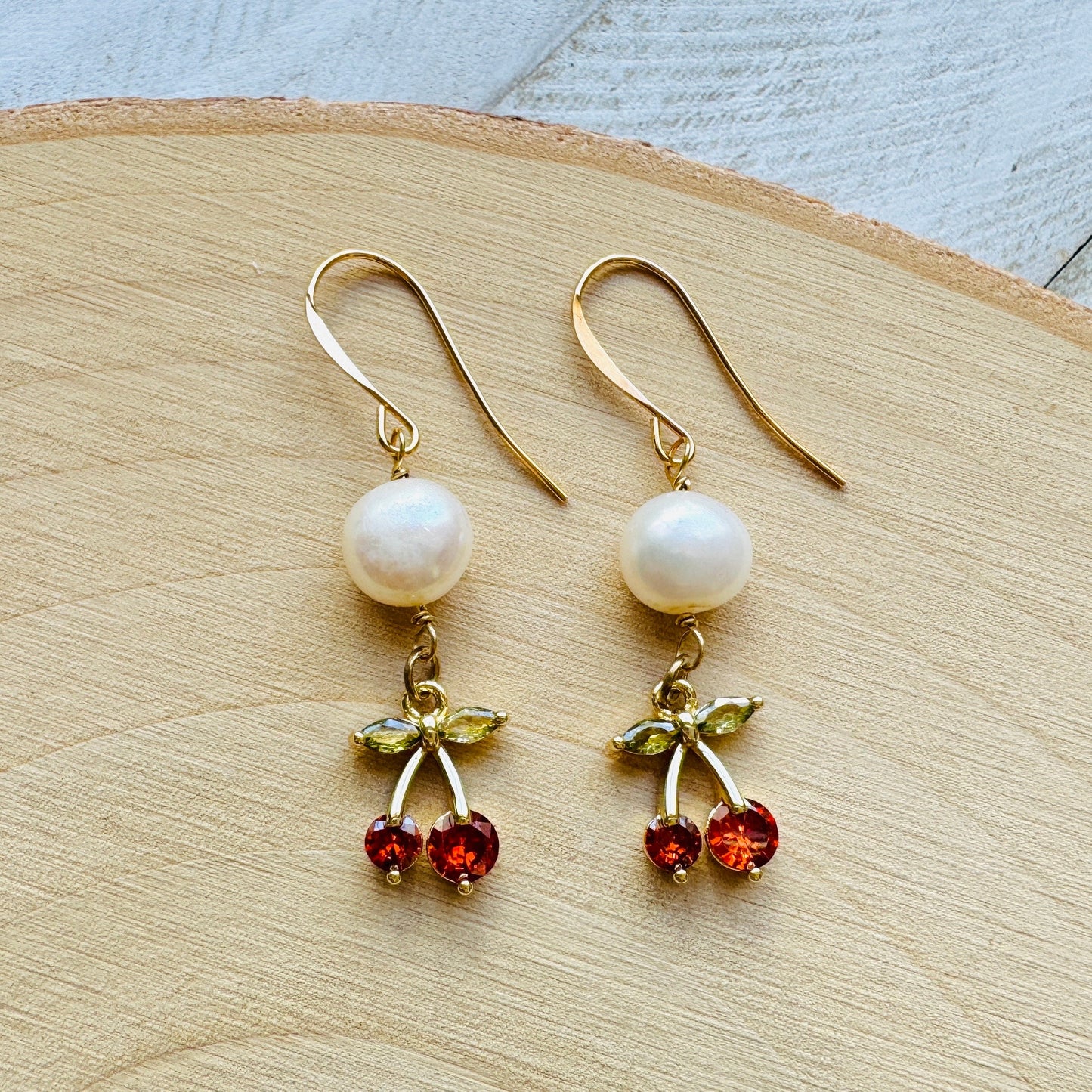 Cherry Earrings, Pearl Earrings, Boho Earrings, Witchy Earrings, Wanderlust Jewelry, Best Friend Birthday Gift, Sweet 16 Gift, Fun Earrings