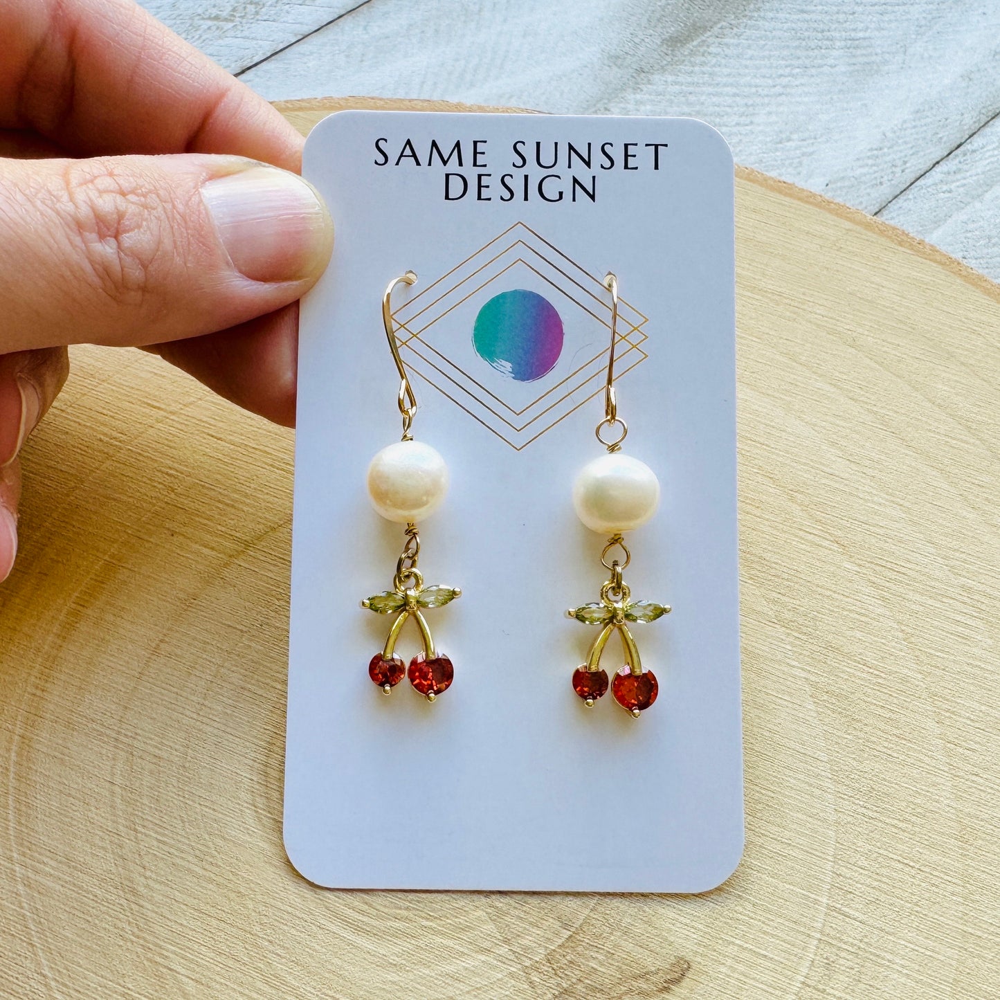 Cherry Earrings, Pearl Earrings, Boho Earrings, Witchy Earrings, Wanderlust Jewelry, Best Friend Birthday Gift, Sweet 16 Gift, Fun Earrings