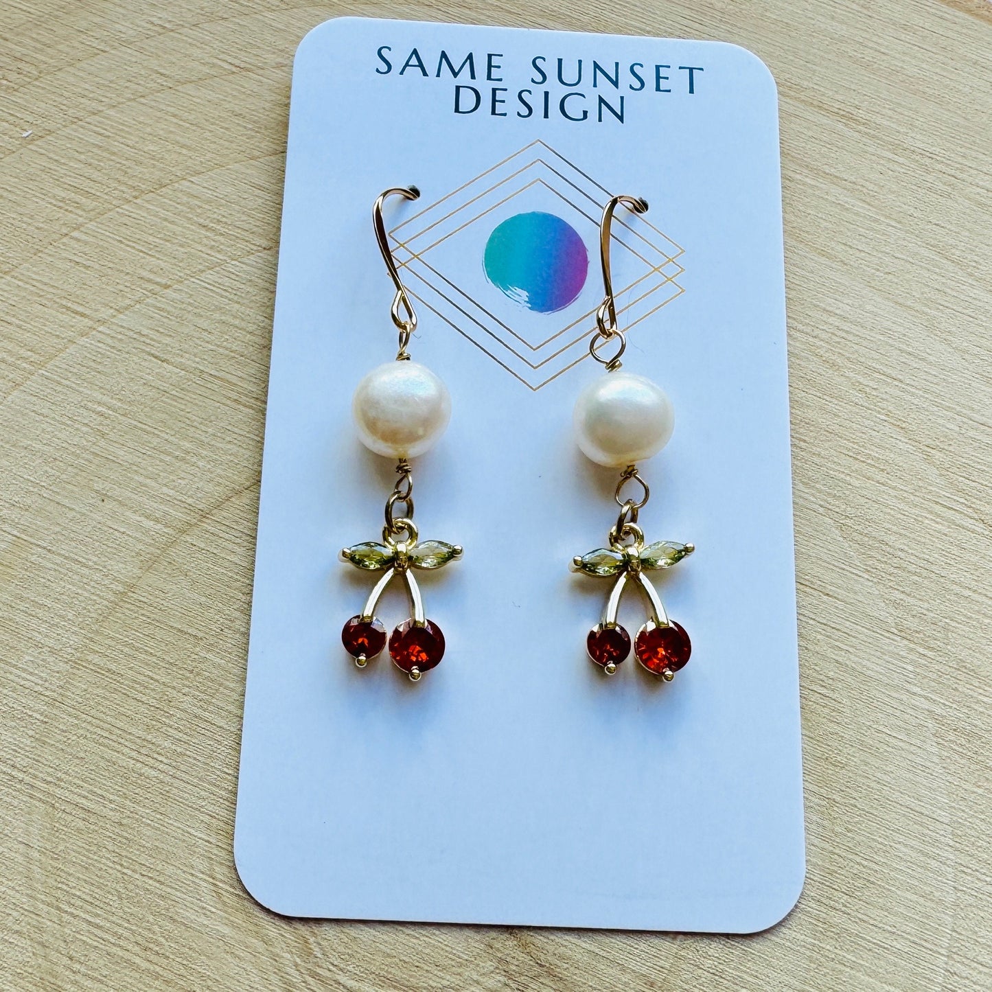 Cherry Earrings, Pearl Earrings, Boho Earrings, Witchy Earrings, Wanderlust Jewelry, Best Friend Birthday Gift, Sweet 16 Gift, Fun Earrings