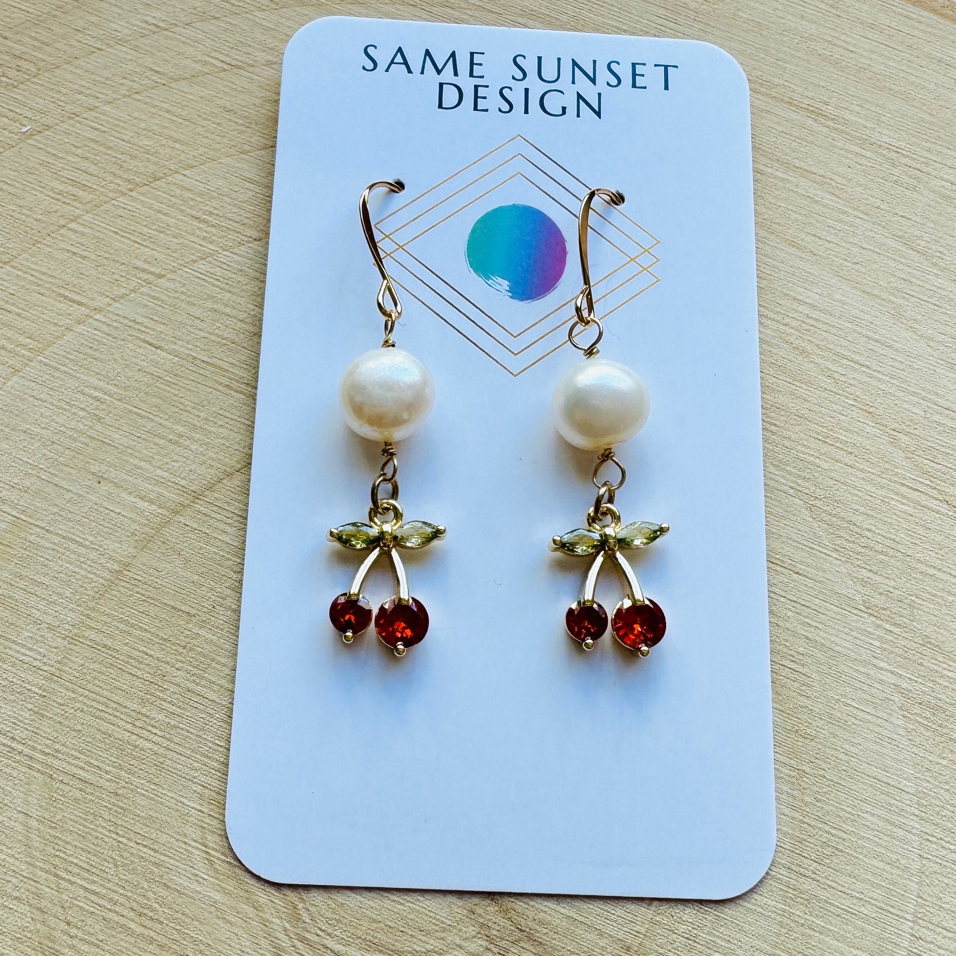 Cherry Earrings, Pearl Earrings, Boho Earrings, Witchy Earrings, Wanderlust Jewelry, Best Friend Birthday Gift, Sweet 16 Gift, Fun Earrings