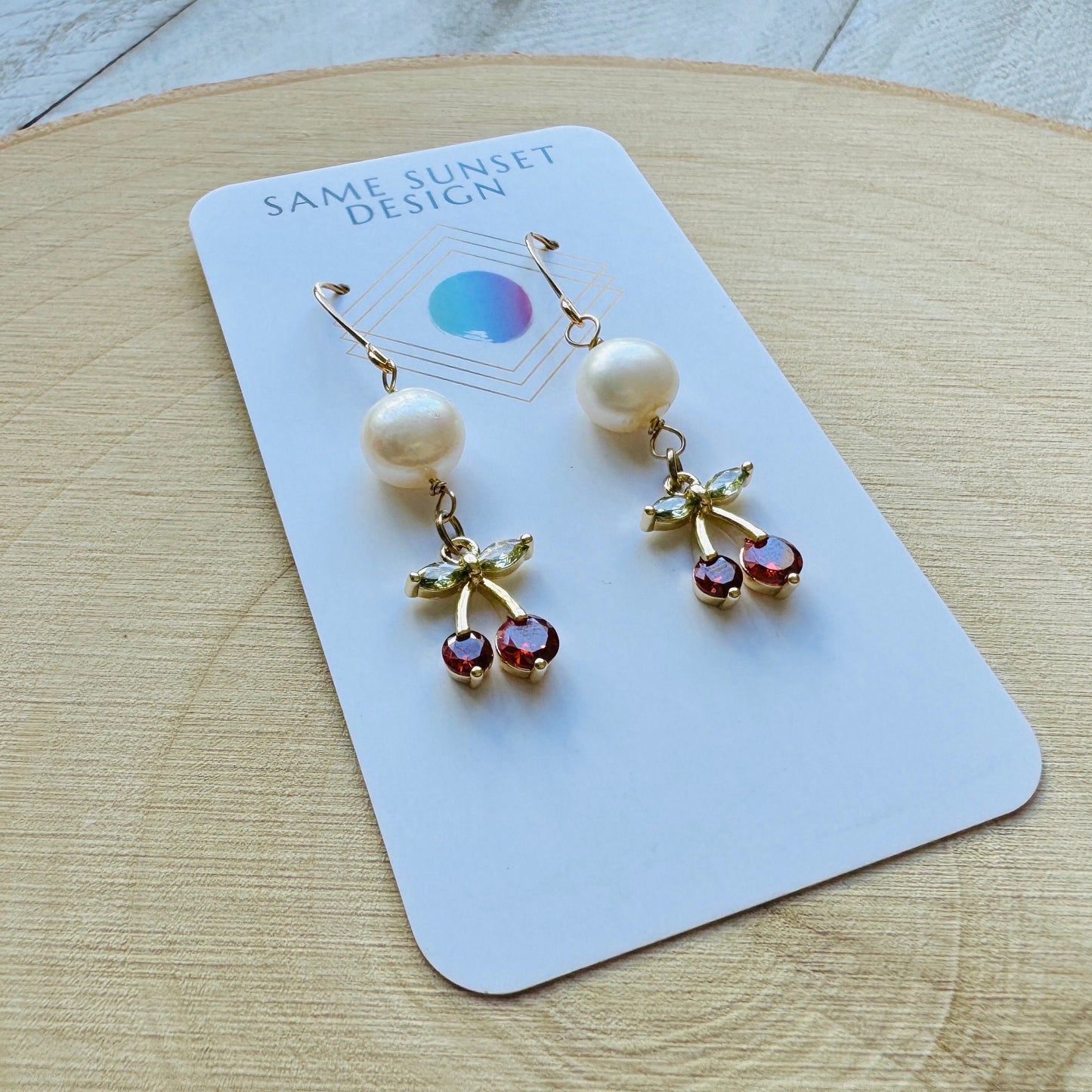 Cherry Earrings, Pearl Earrings, Boho Earrings, Witchy Earrings, Wanderlust Jewelry, Best Friend Birthday Gift, Sweet 16 Gift, Fun Earrings