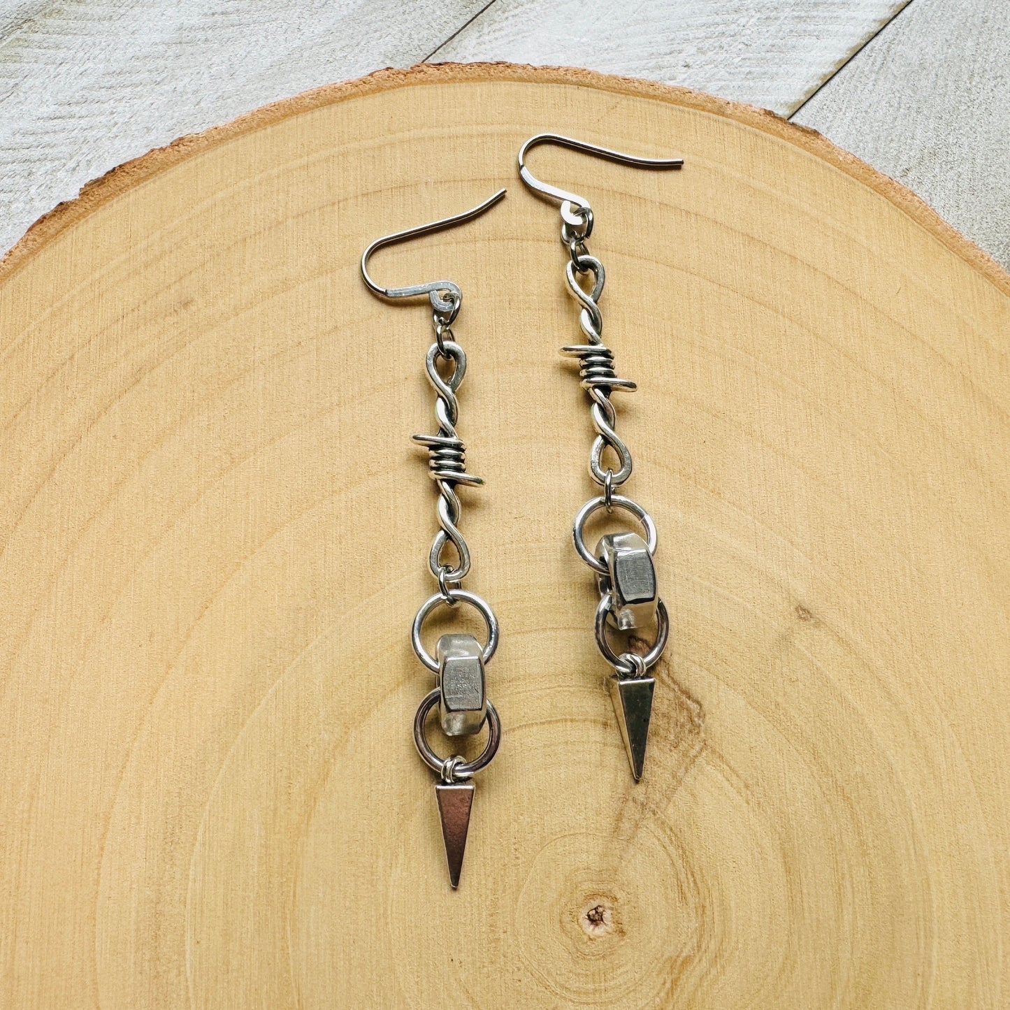 Barbed Wire Earrings, Spike Earrings, Silver Earrings, Goth Earrings, Best Friend Birthday Gift, Unique Birthday Gift for Mom, Punk Gift