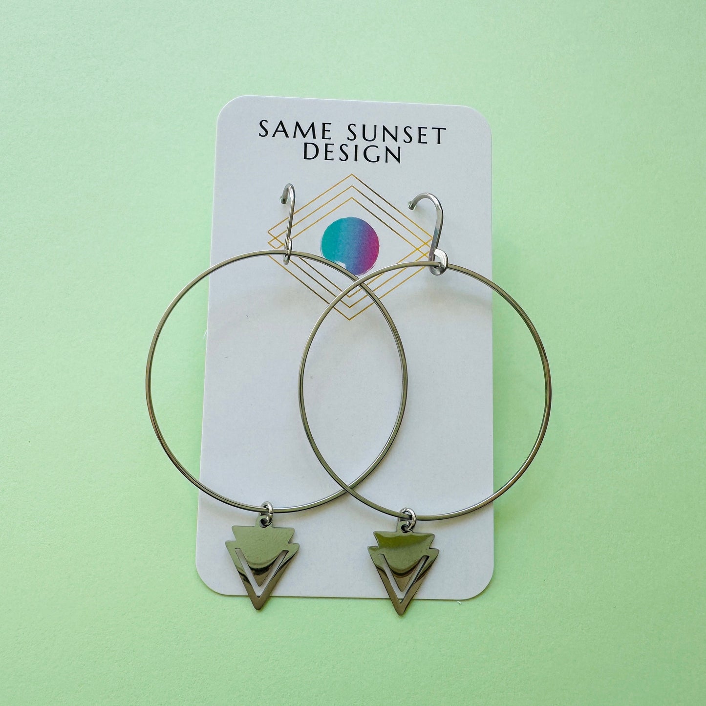 Hoop Earrings Silver, Goth Earrings Dangle, Best Friend Birthday Gifts for Her, Trendy Jewelry, Sweet 16 Gift for Daughter, Stainless Steel