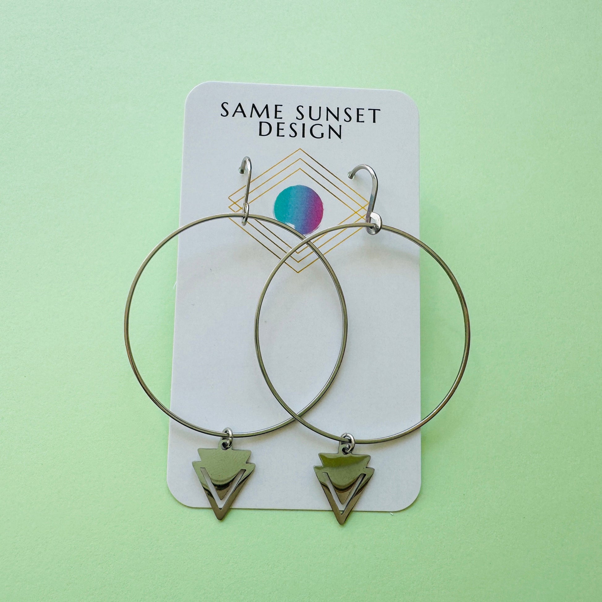 Hoop Earrings Silver, Goth Earrings Dangle, Best Friend Birthday Gifts for Her, Trendy Jewelry, Sweet 16 Gift for Daughter, Stainless Steel