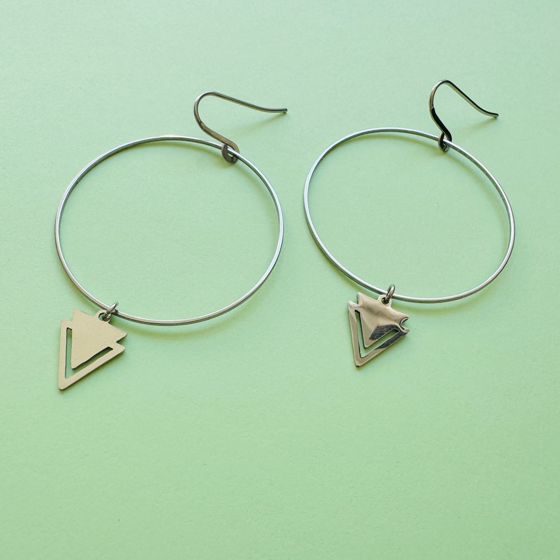 Hoop Earrings Silver, Goth Earrings Dangle, Best Friend Birthday Gifts for Her, Trendy Jewelry, Sweet 16 Gift for Daughter, Stainless Steel