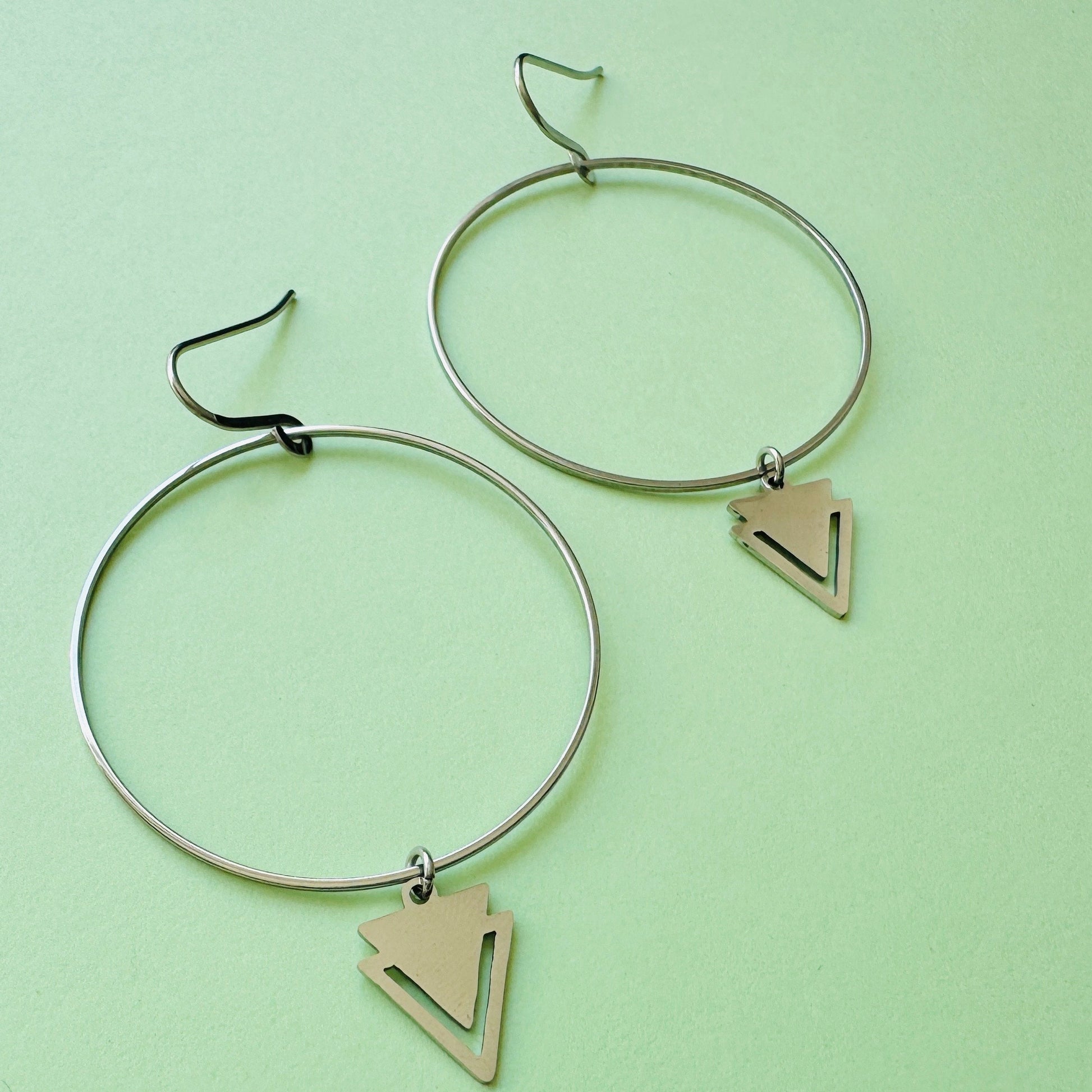 Hoop Earrings Silver, Goth Earrings Dangle, Best Friend Birthday Gifts for Her, Trendy Jewelry, Sweet 16 Gift for Daughter, Stainless Steel