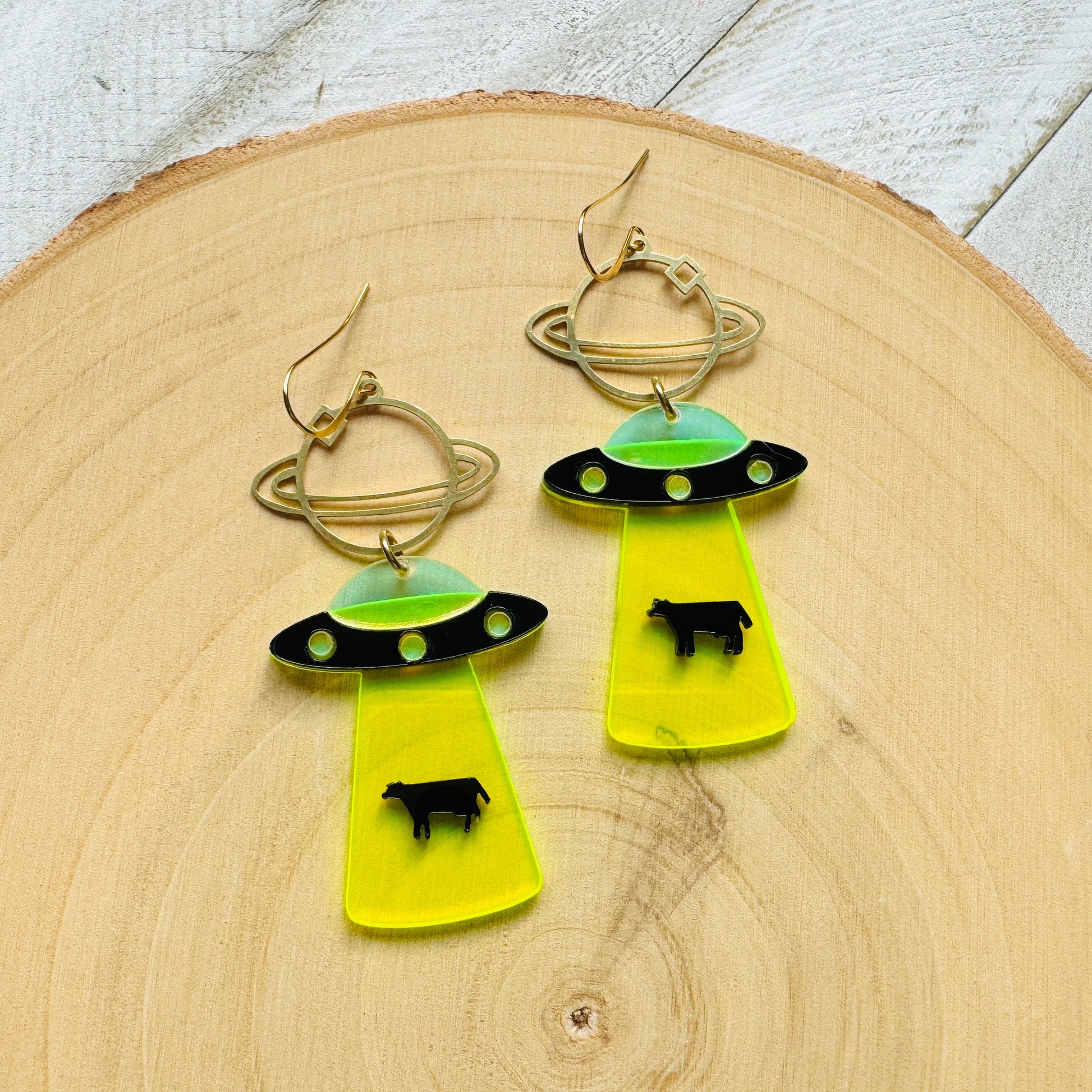 UFO Earrings, Alien Earrings, Space Earrings, Festival Jewelry, Nerdy Gifts for Women, Goth Punk Alternative Witchy Jewelry, Fun Earrings