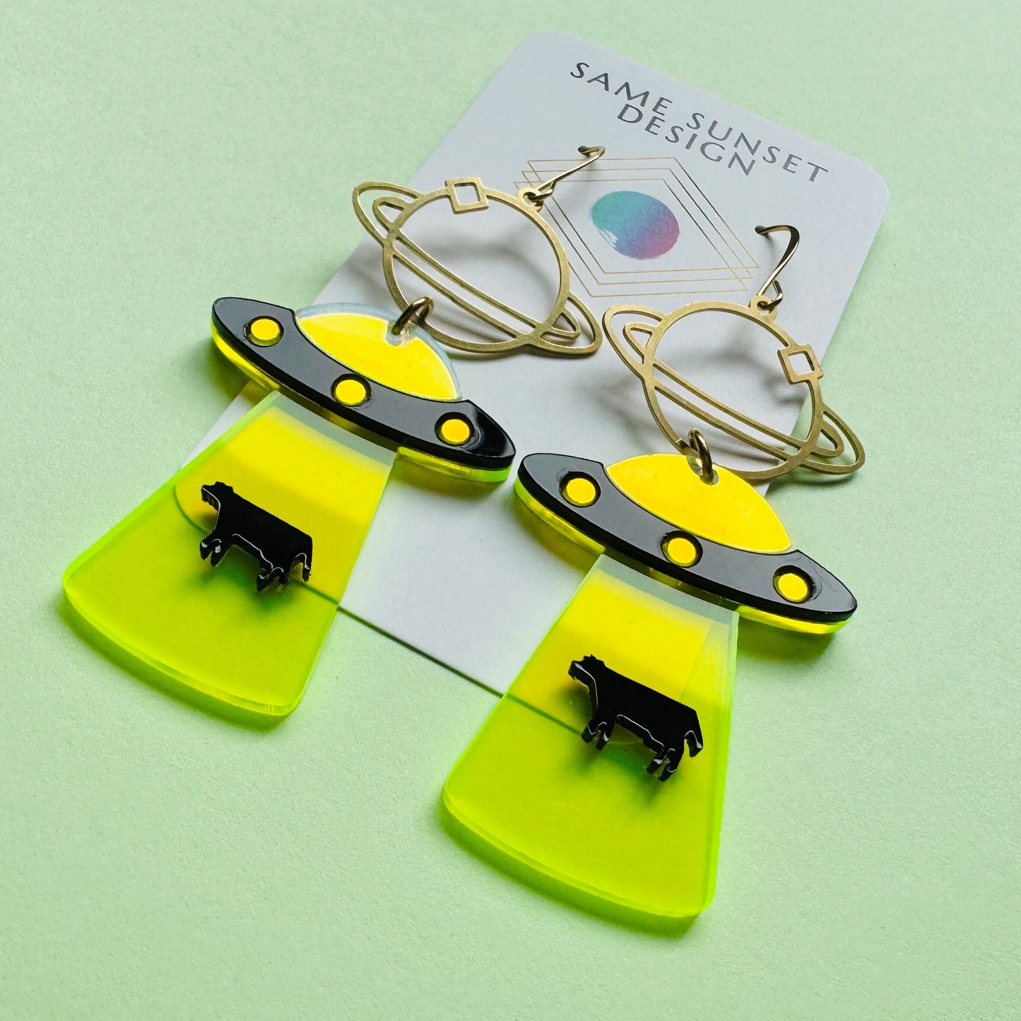 UFO Earrings, Alien Earrings, Space Earrings, Festival Jewelry, Nerdy Gifts for Women, Goth Punk Alternative Witchy Jewelry, Fun Earrings