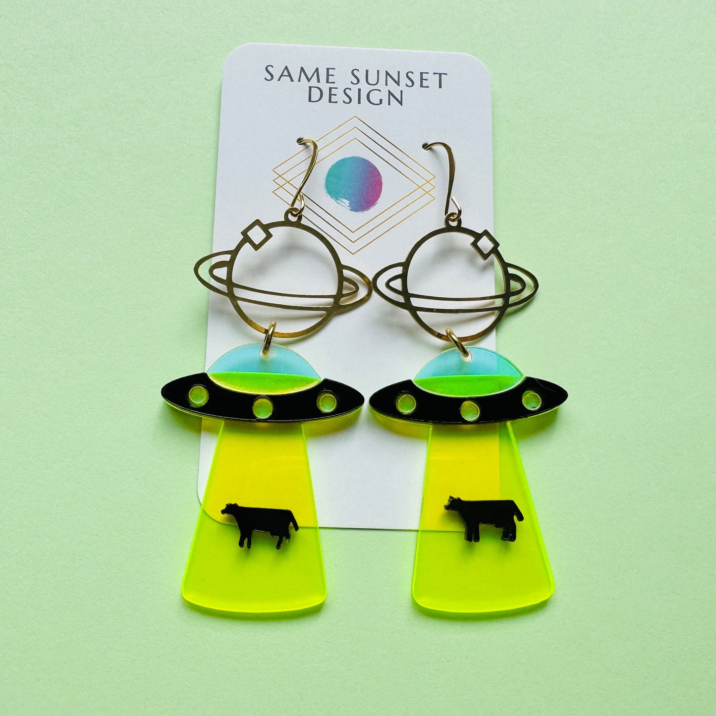 UFO Earrings, Alien Earrings, Space Earrings, Festival Jewelry, Nerdy Gifts for Women, Goth Punk Alternative Witchy Jewelry, Fun Earrings