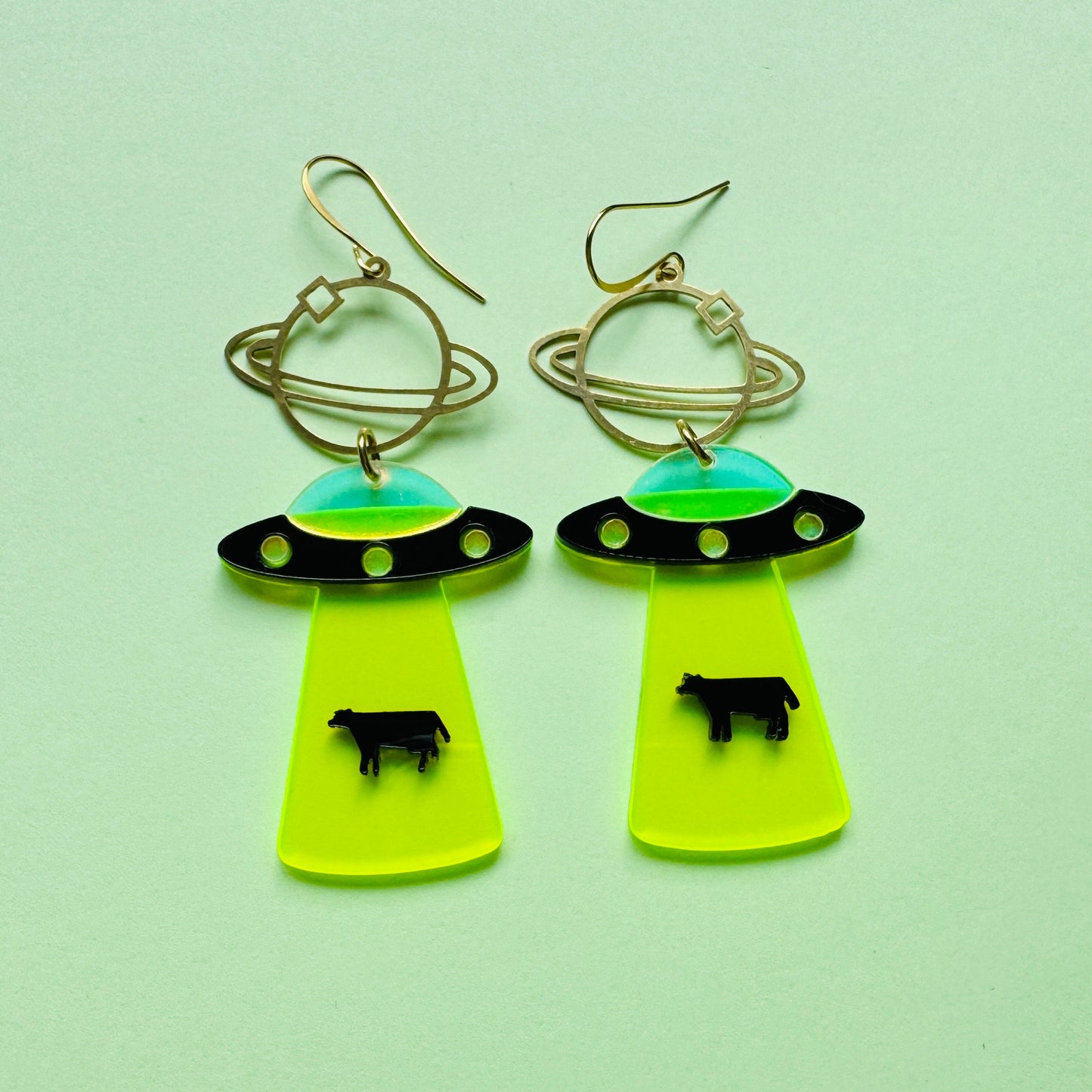 UFO Earrings, Alien Earrings, Space Earrings, Festival Jewelry, Nerdy Gifts for Women, Goth Punk Alternative Witchy Jewelry, Fun Earrings