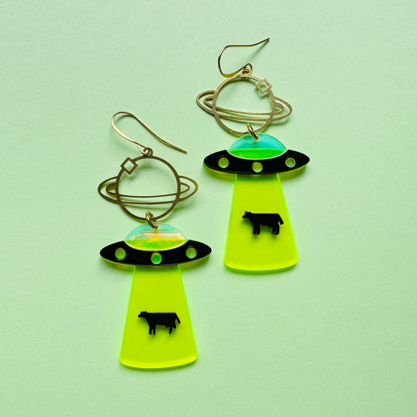 UFO Earrings, Alien Earrings, Space Earrings, Festival Jewelry, Nerdy Gifts for Women, Goth Punk Alternative Witchy Jewelry, Fun Earrings