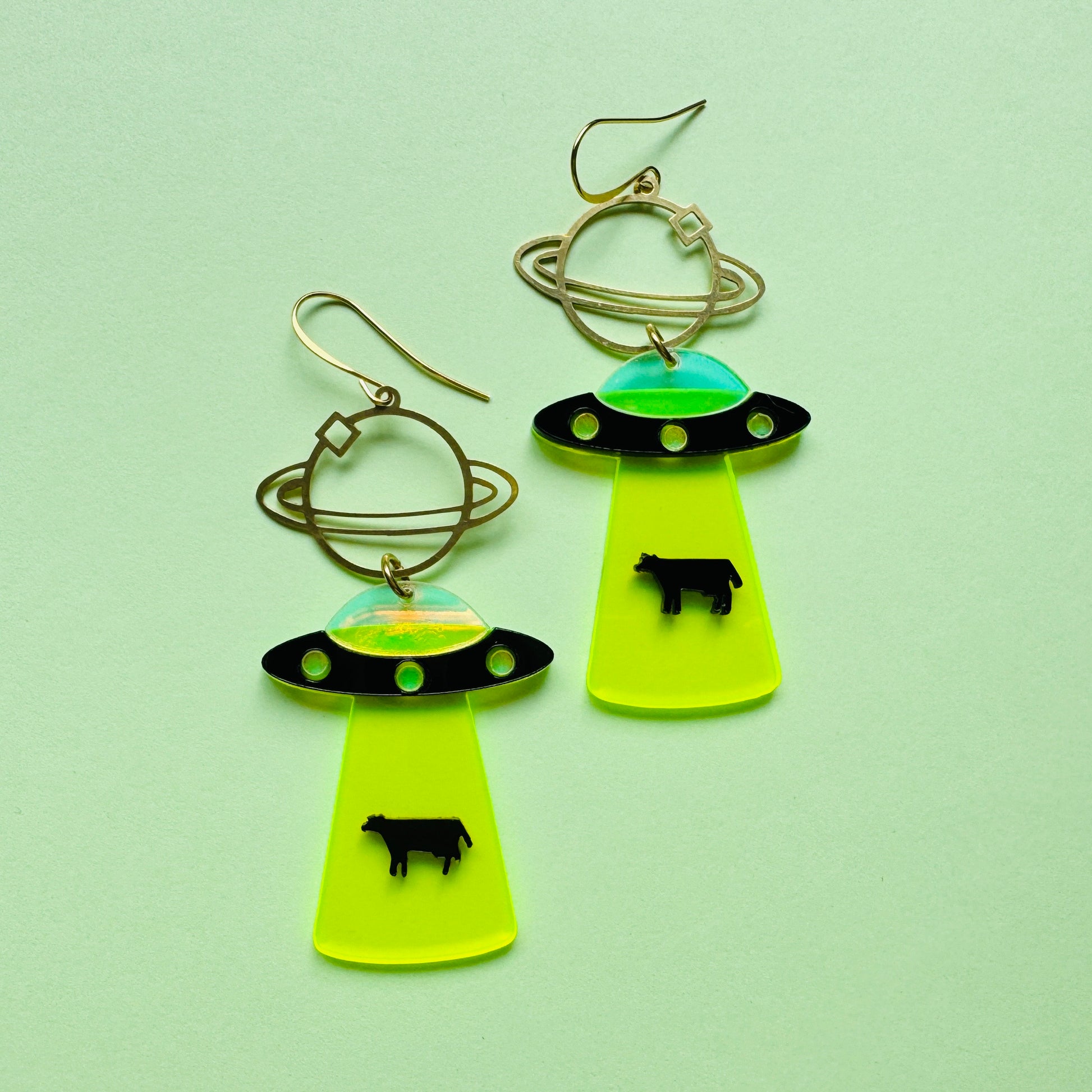 UFO Earrings, Alien Earrings, Space Earrings, Festival Jewelry, Nerdy Gifts for Women, Goth Punk Alternative Witchy Jewelry, Fun Earrings