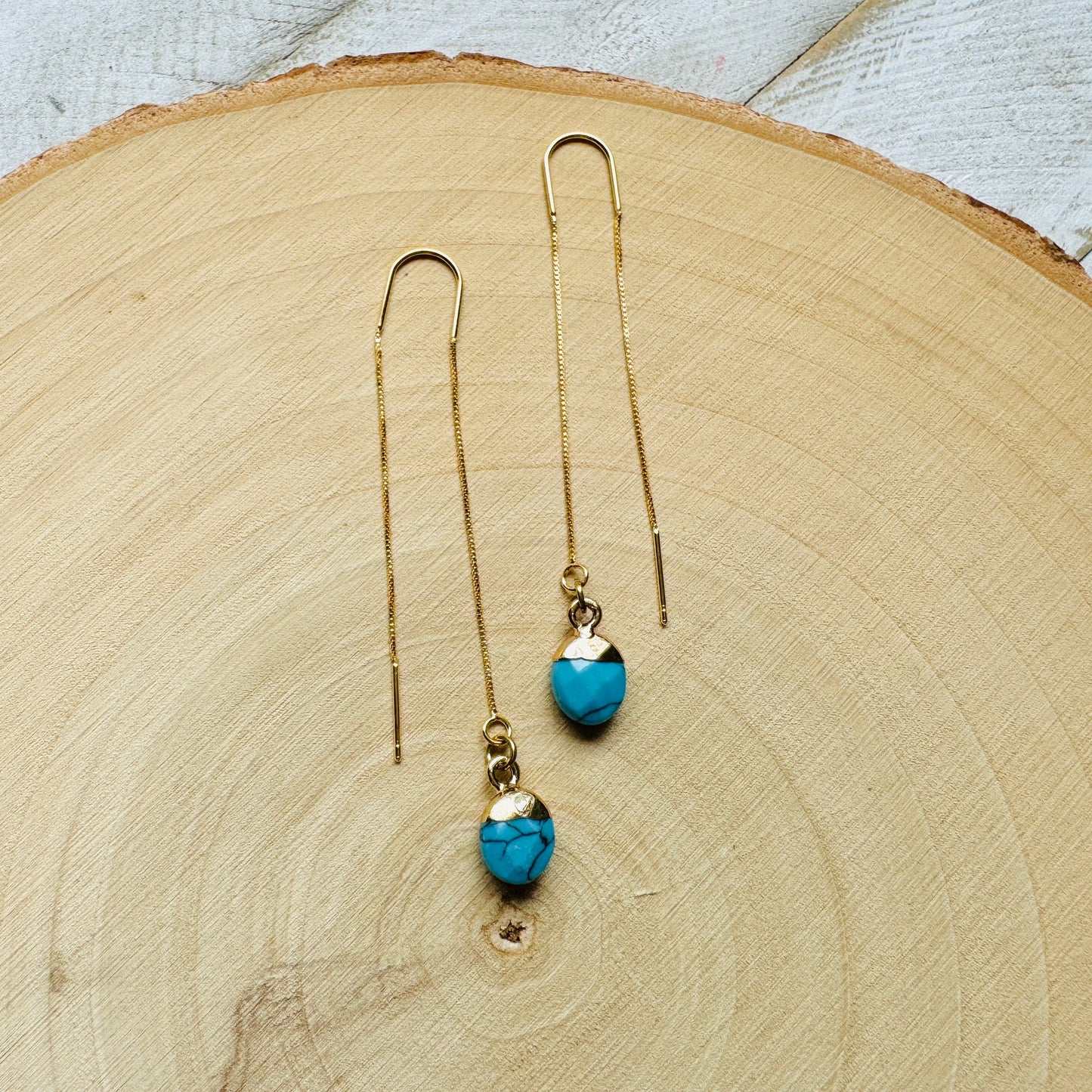 Turquoise Earrings, Threader Earrings, Statement Earrings Boho, Western Earrings, Boho Earrings, Best Friend Birthday Gifts for Her, Blue