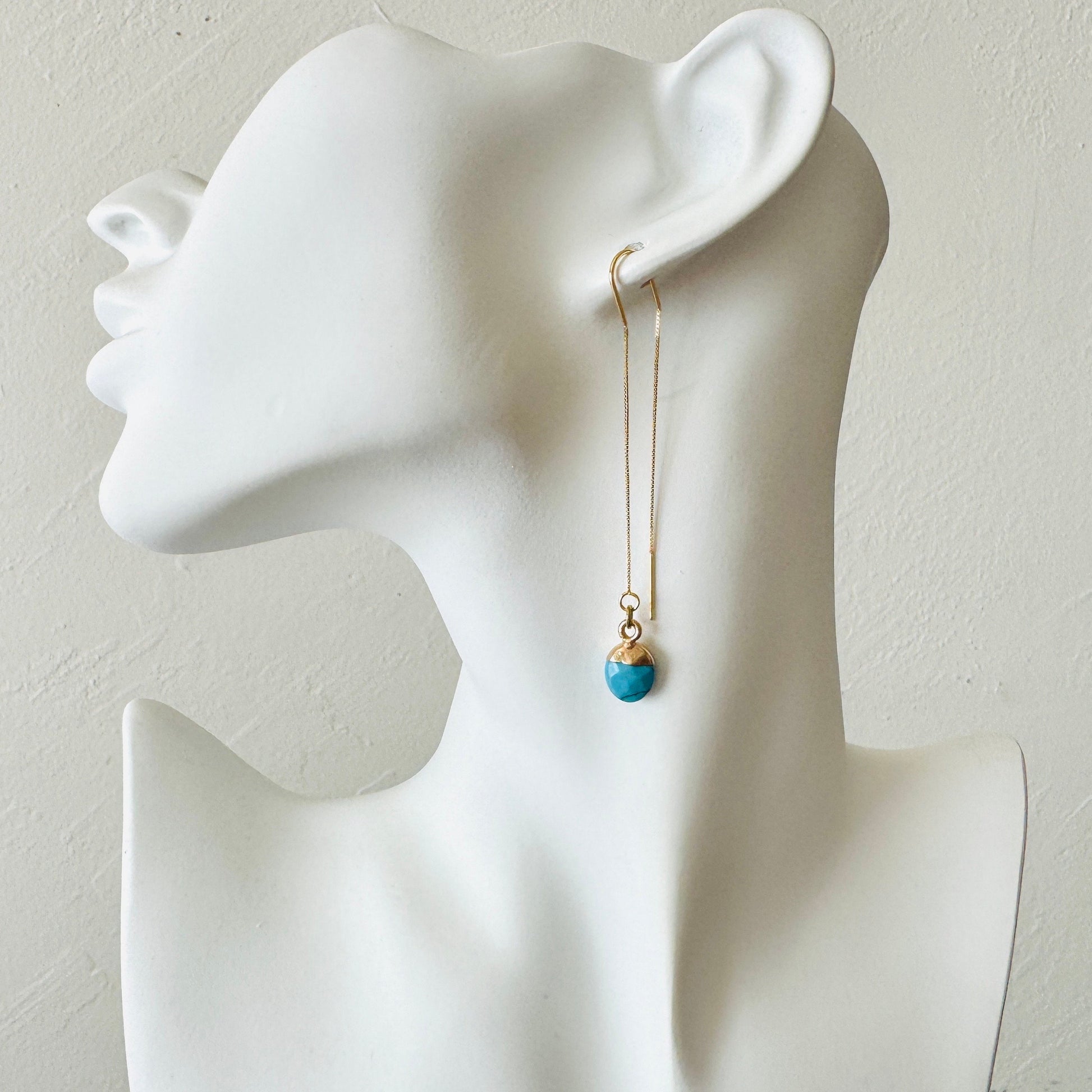 Turquoise Earrings, Threader Earrings, Statement Earrings Boho, Western Earrings, Boho Earrings, Best Friend Birthday Gifts for Her, Blue