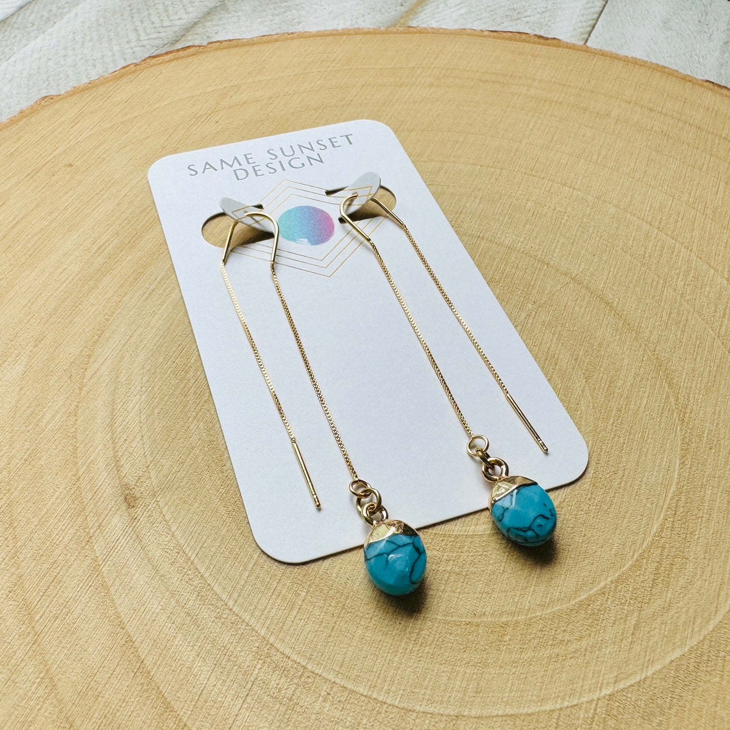 Turquoise Earrings, Threader Earrings, Statement Earrings Boho, Western Earrings, Boho Earrings, Best Friend Birthday Gifts for Her, Blue
