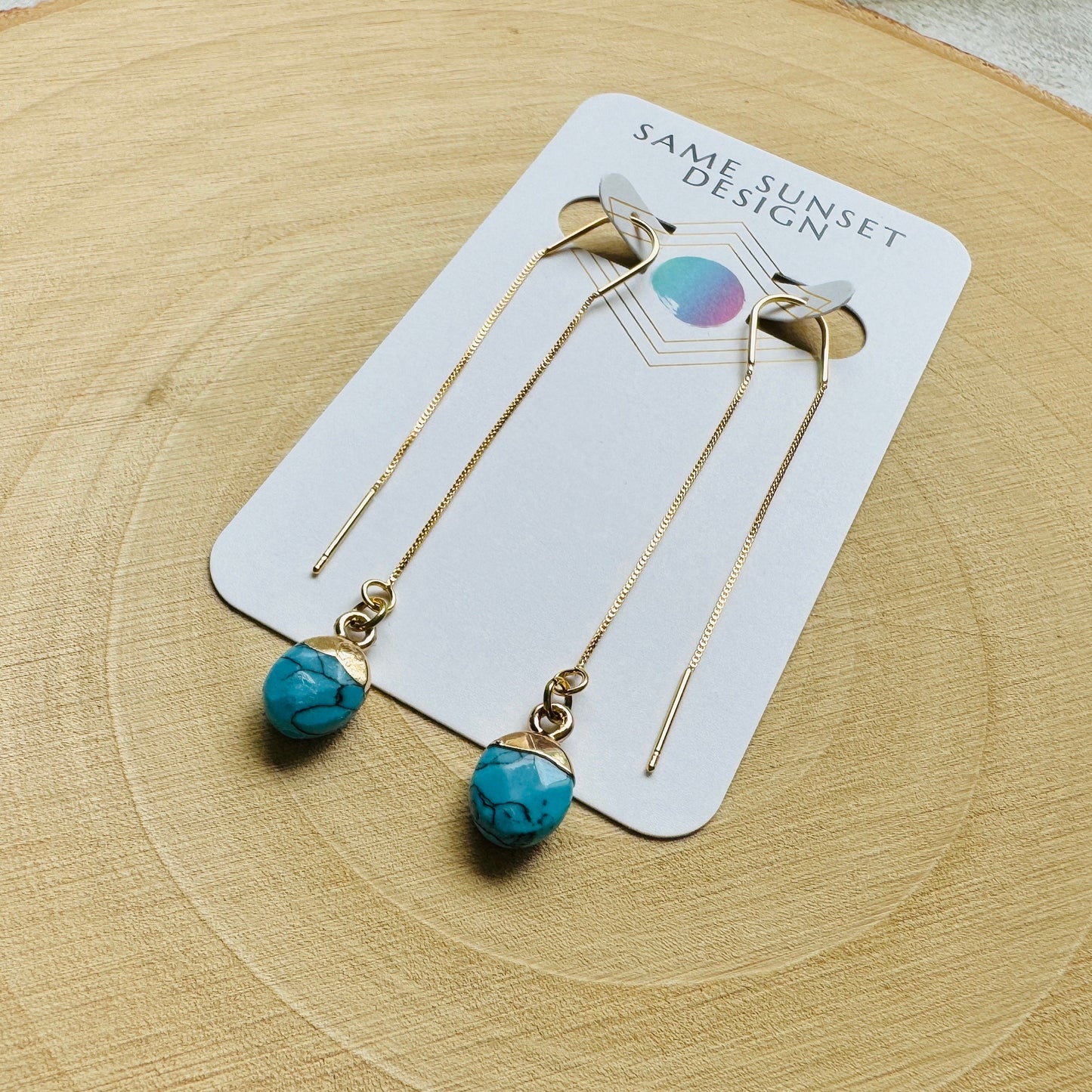 Turquoise Earrings, Threader Earrings, Statement Earrings Boho, Western Earrings, Boho Earrings, Best Friend Birthday Gifts for Her, Blue