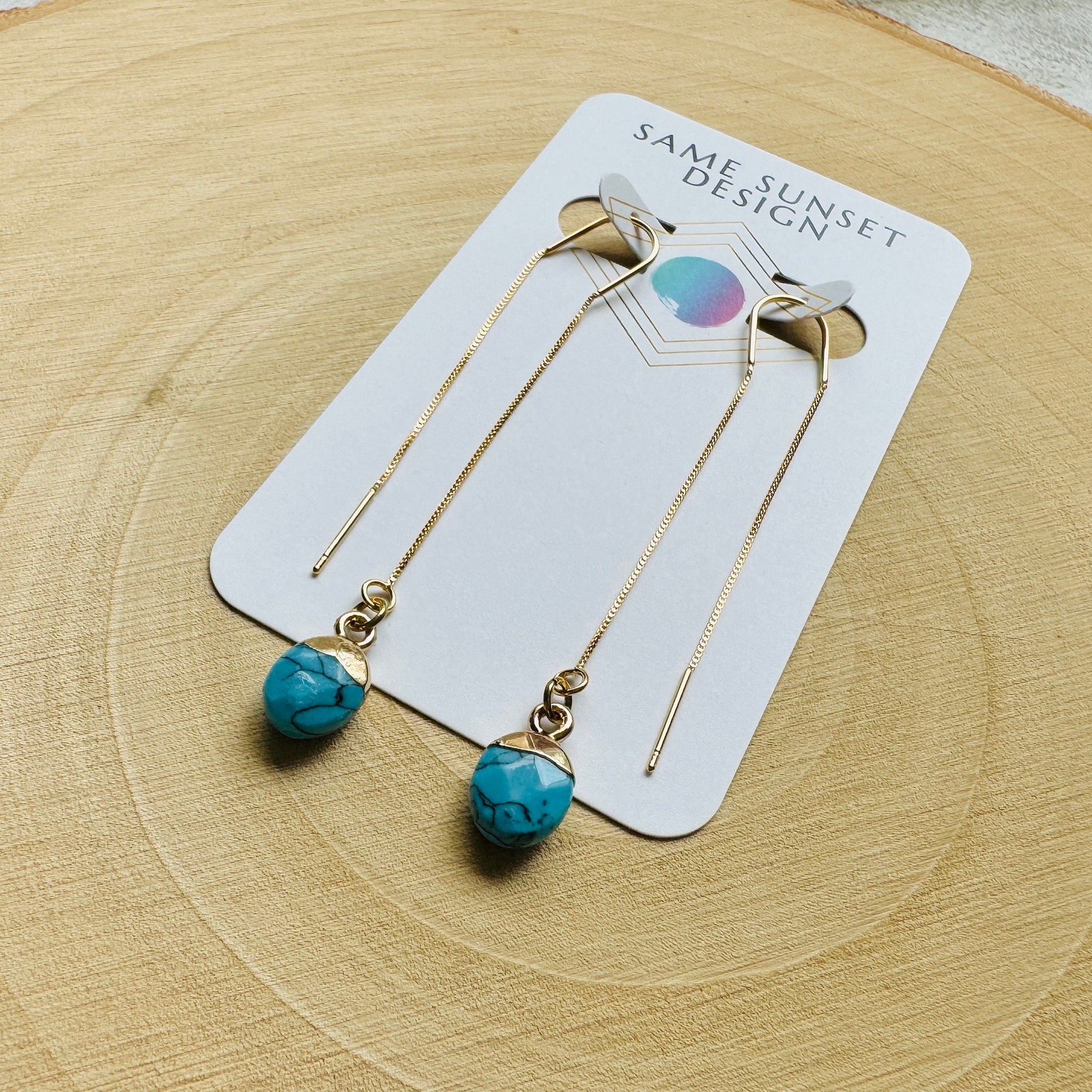 Turquoise Earrings, Threader Earrings, Statement Earrings Boho, Western Earrings, Boho Earrings, Best Friend Birthday Gifts for Her, Blue