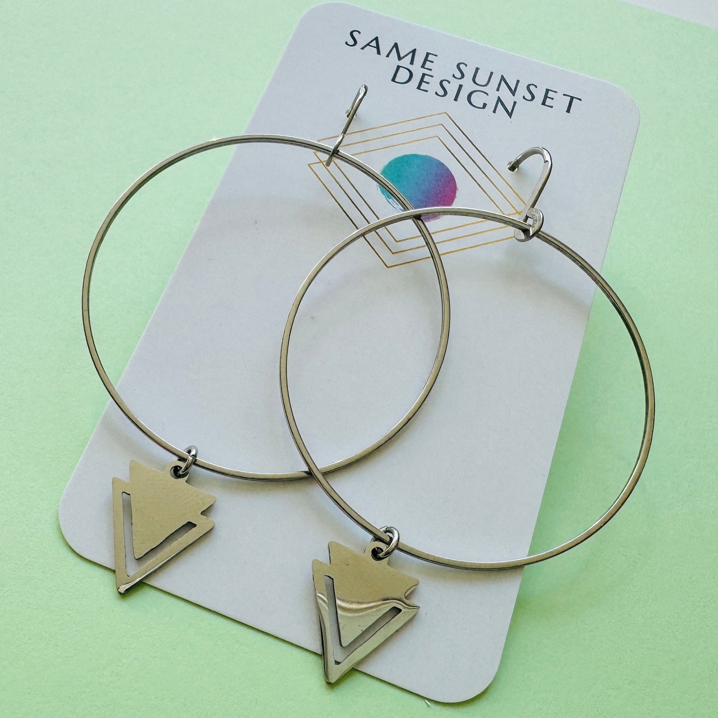 Hoop Earrings Silver, Goth Earrings Dangle, Best Friend Birthday Gifts for Her, Trendy Jewelry, Sweet 16 Gift for Daughter, Stainless Steel