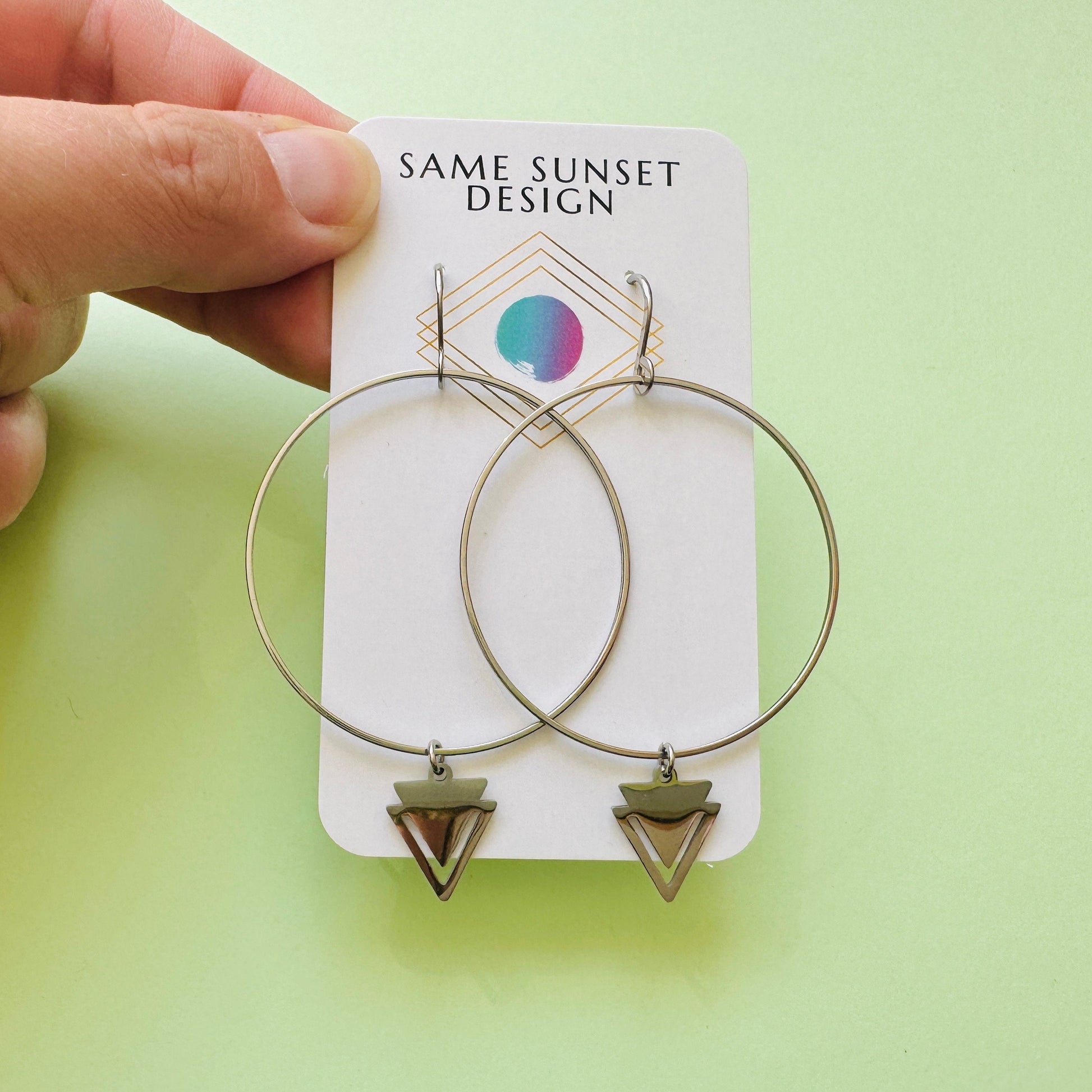 Hoop Earrings Silver, Goth Earrings Dangle, Best Friend Birthday Gifts for Her, Trendy Jewelry, Sweet 16 Gift for Daughter, Stainless Steel
