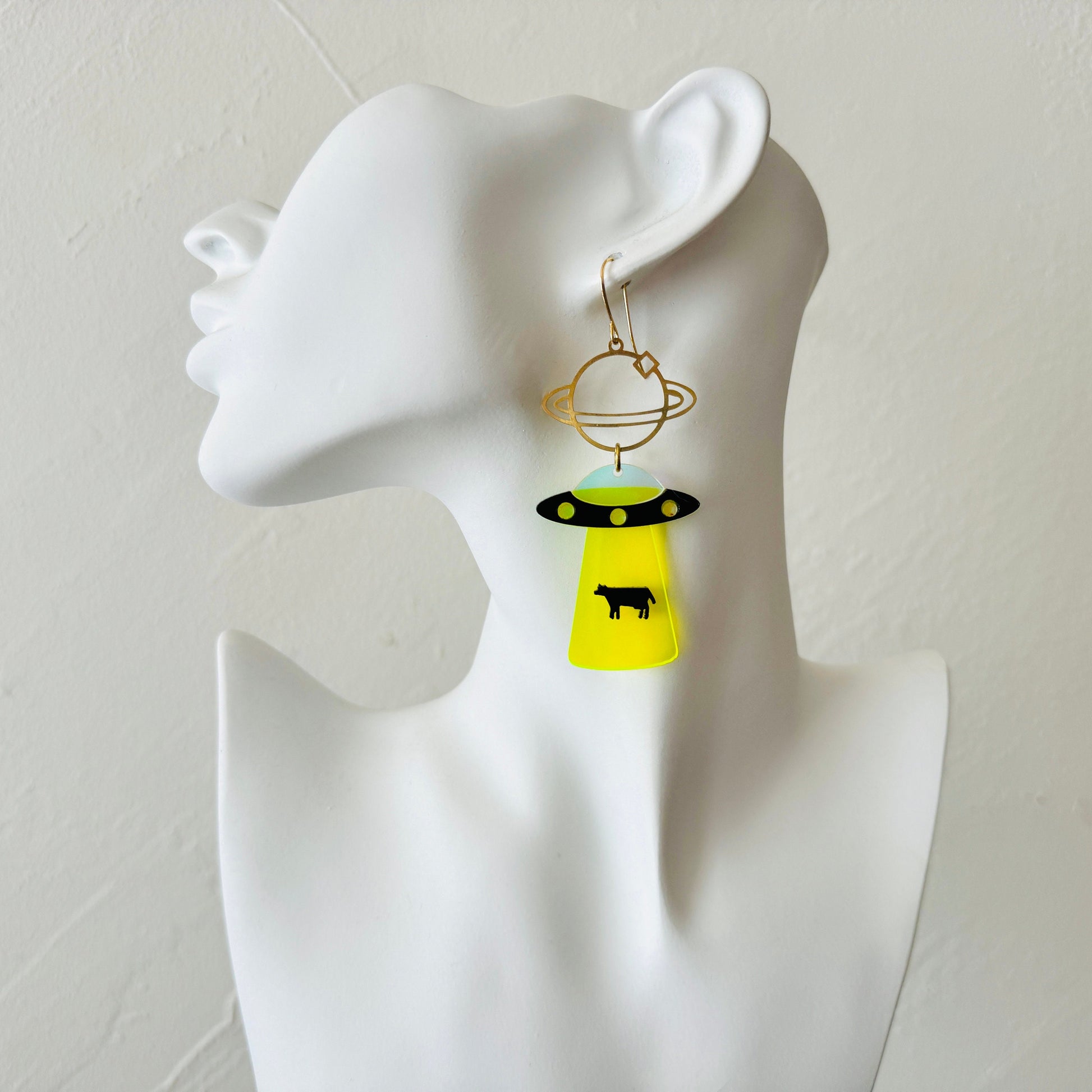 UFO Earrings, Alien Earrings, Space Earrings, Festival Jewelry, Nerdy Gifts for Women, Goth Punk Alternative Witchy Jewelry, Fun Earrings