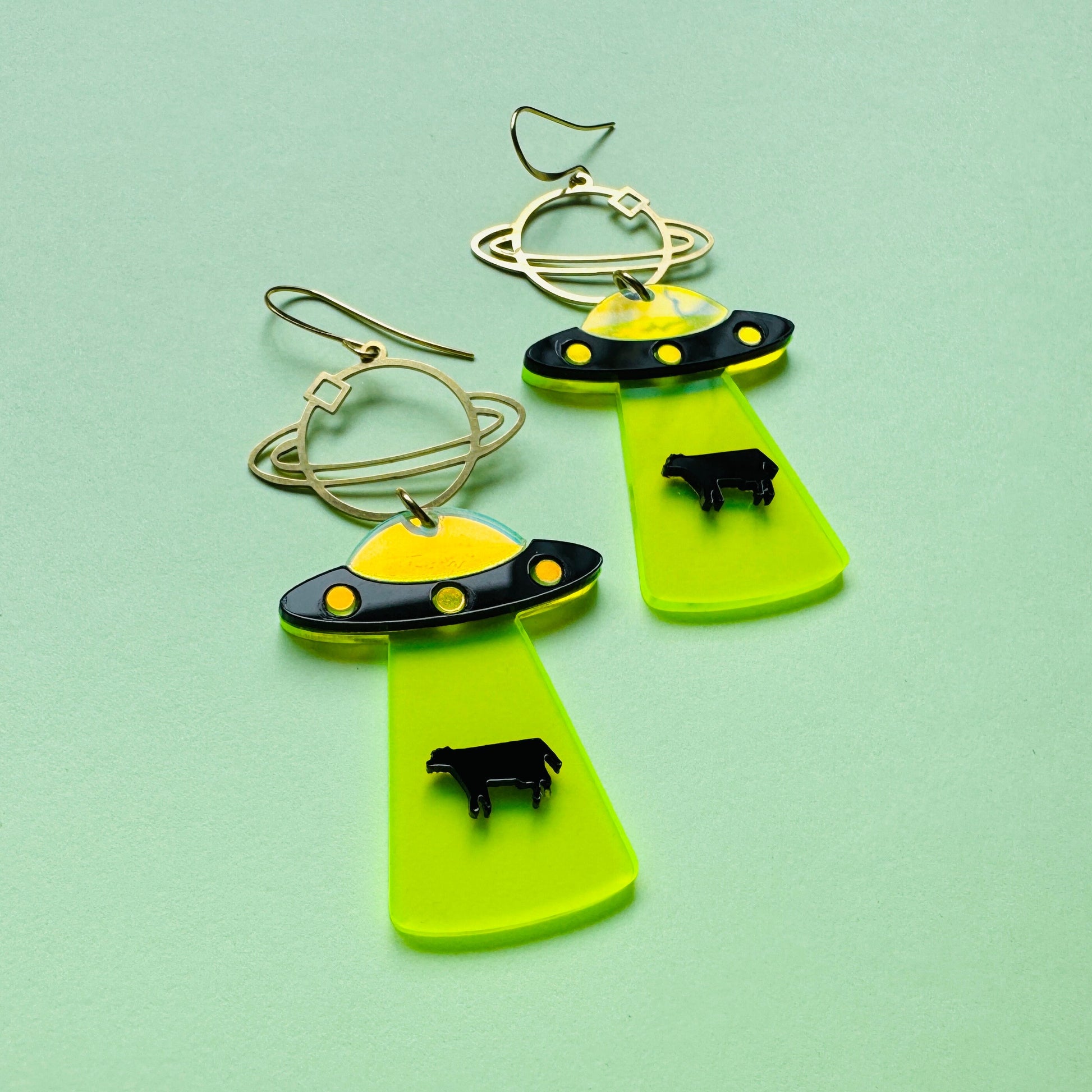 UFO Earrings, Alien Earrings, Space Earrings, Festival Jewelry, Nerdy Gifts for Women, Goth Punk Alternative Witchy Jewelry, Fun Earrings