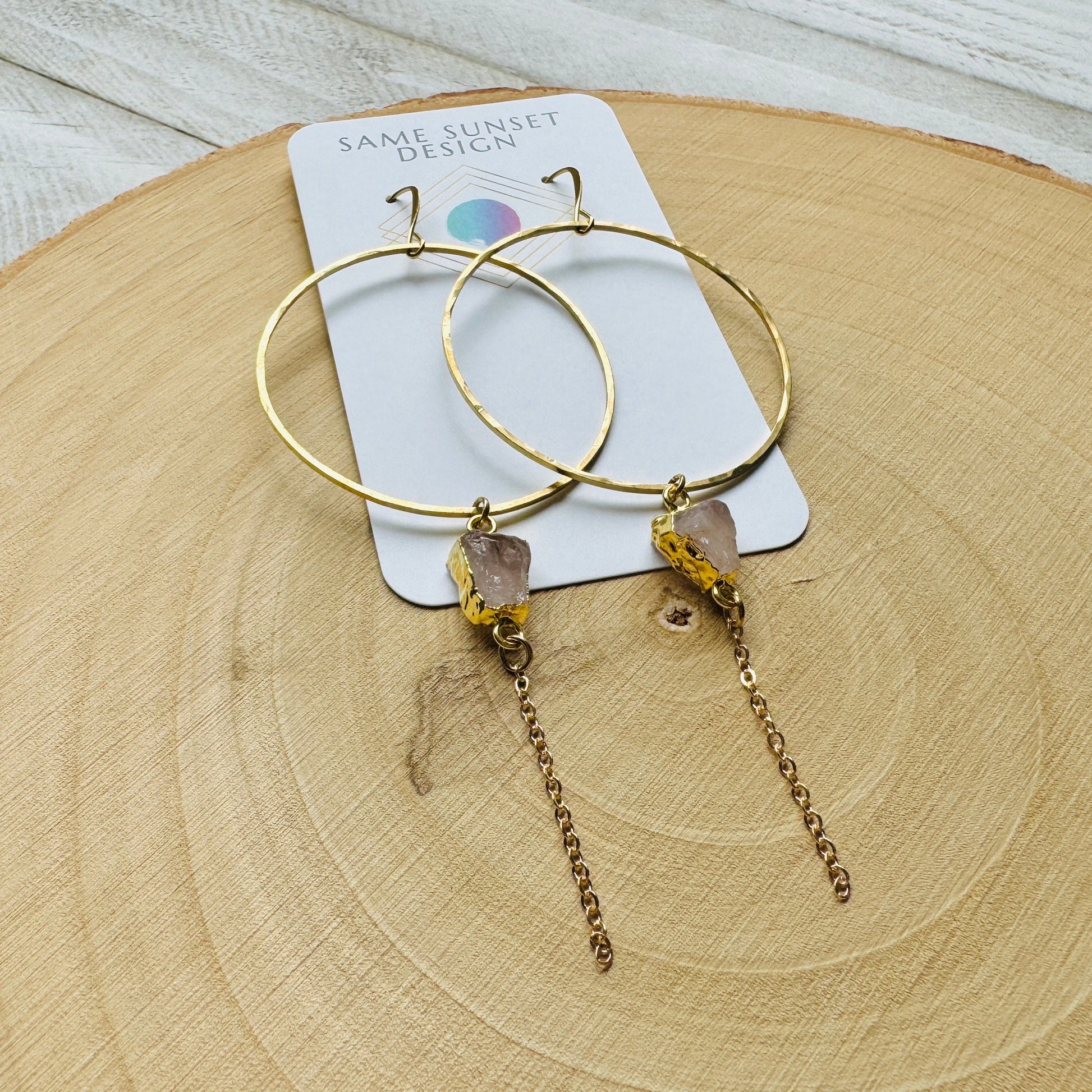 Rose Quartz Earrings, Statement Earrings Boho, Geometric Earrings Dangle, Heart Chakra Jewelry, Best Friend Birthday Gifts for Her, Chic