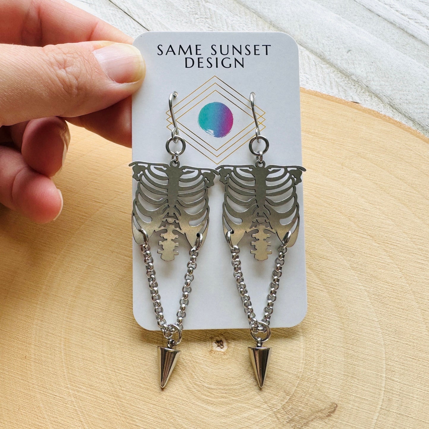 Ribcage Earrings, Skeleton Earrings, Punk Earrings Dangle, Halloween Spooky Earrings, Cute Halloween Gift for Teacher, Friend Gifts Ideas