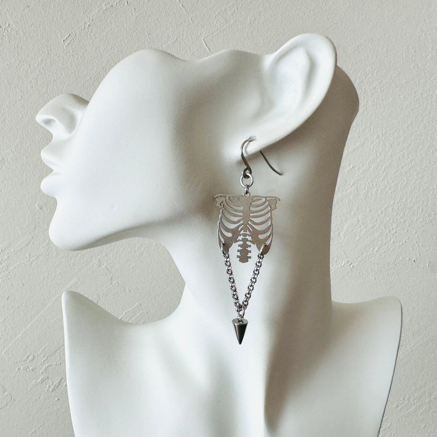 Ribcage Earrings, Skeleton Earrings, Punk Earrings Dangle, Halloween Spooky Earrings, Cute Halloween Gift for Teacher, Friend Gifts Ideas