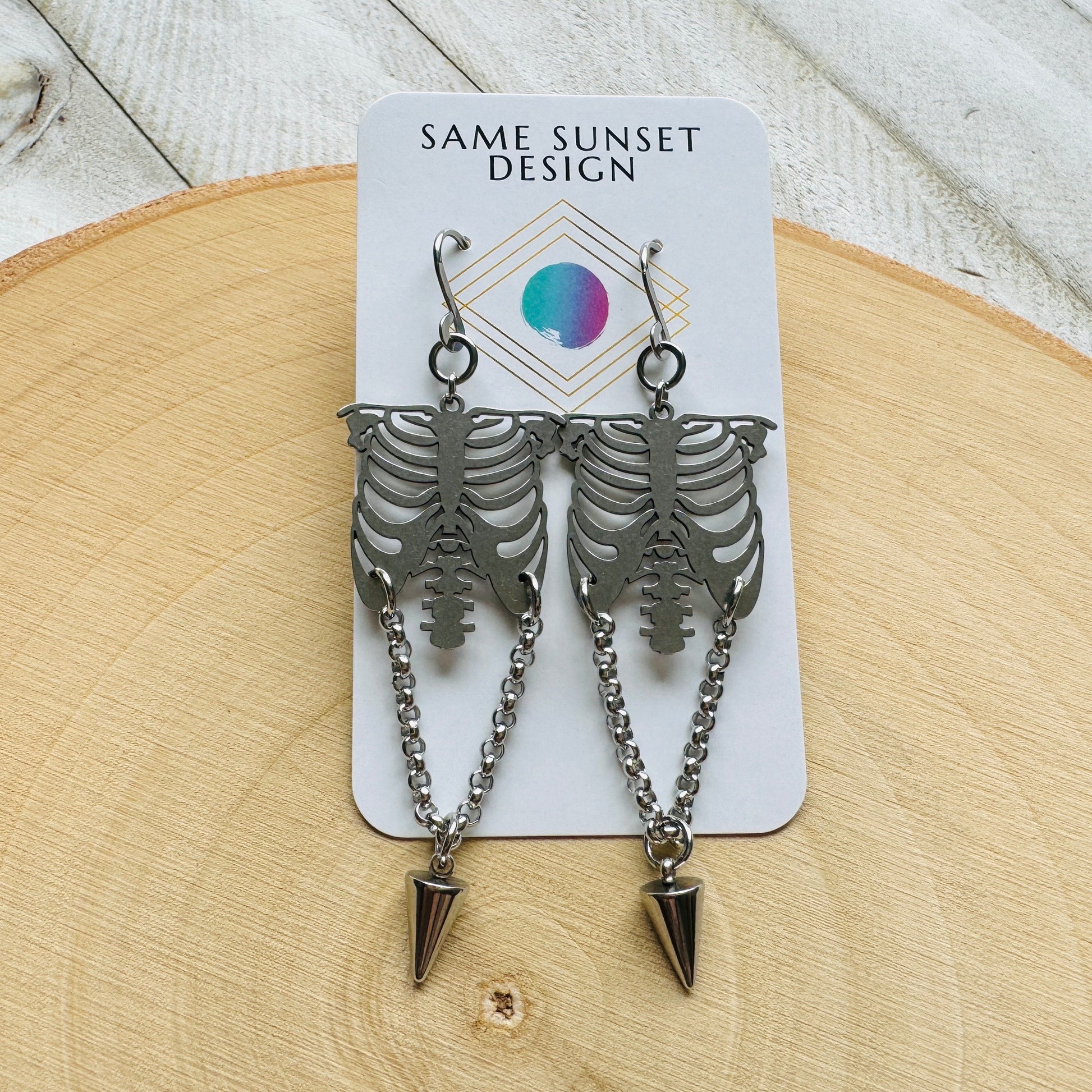 Ribcage Earrings, Skeleton Earrings, Punk Earrings Dangle, Halloween Spooky Earrings, Cute Halloween Gift for Teacher, Friend Gifts Ideas