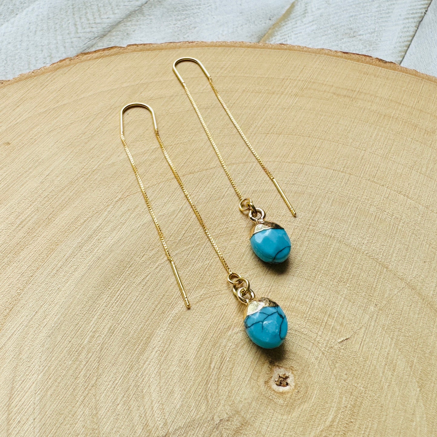 Turquoise Earrings, Threader Earrings, Statement Earrings Boho, Western Earrings, Boho Earrings, Best Friend Birthday Gifts for Her, Blue