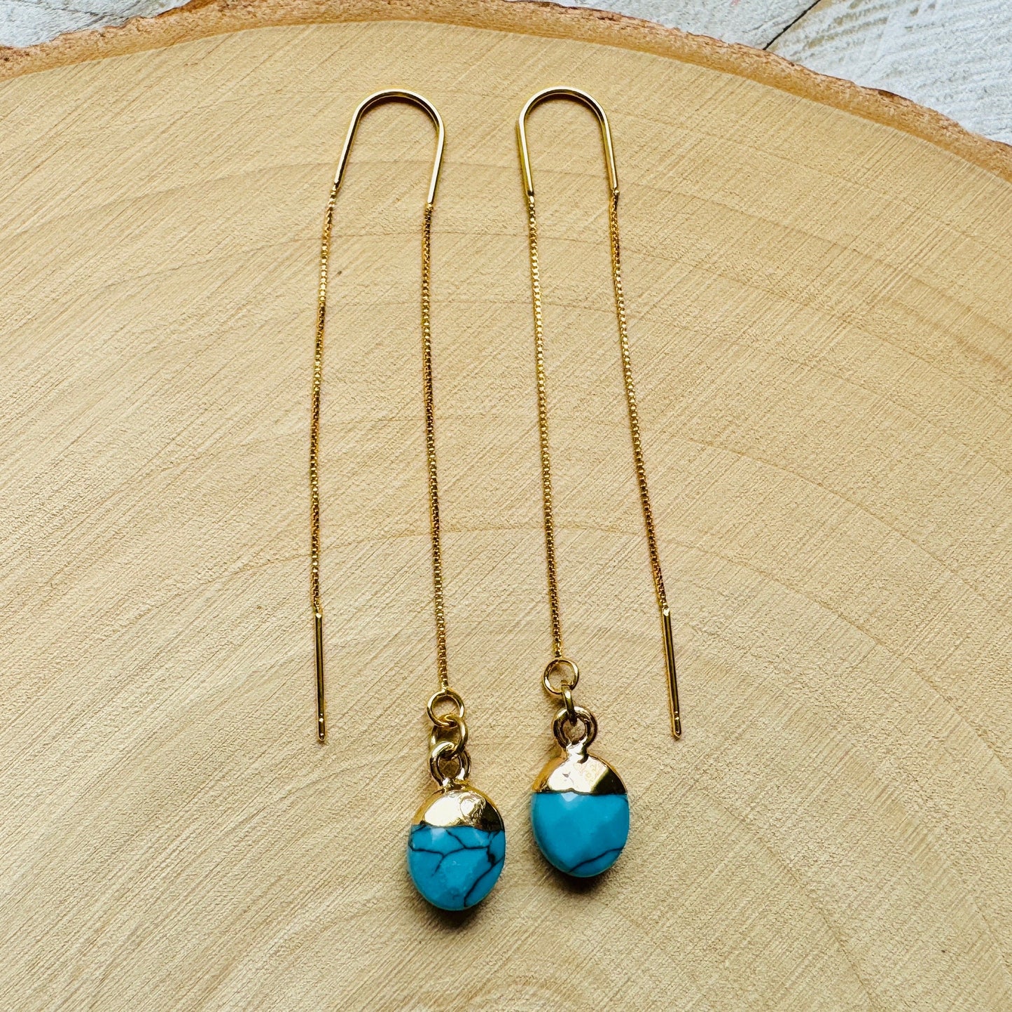 Turquoise Earrings, Threader Earrings, Statement Earrings Boho, Western Earrings, Boho Earrings, Best Friend Birthday Gifts for Her, Blue