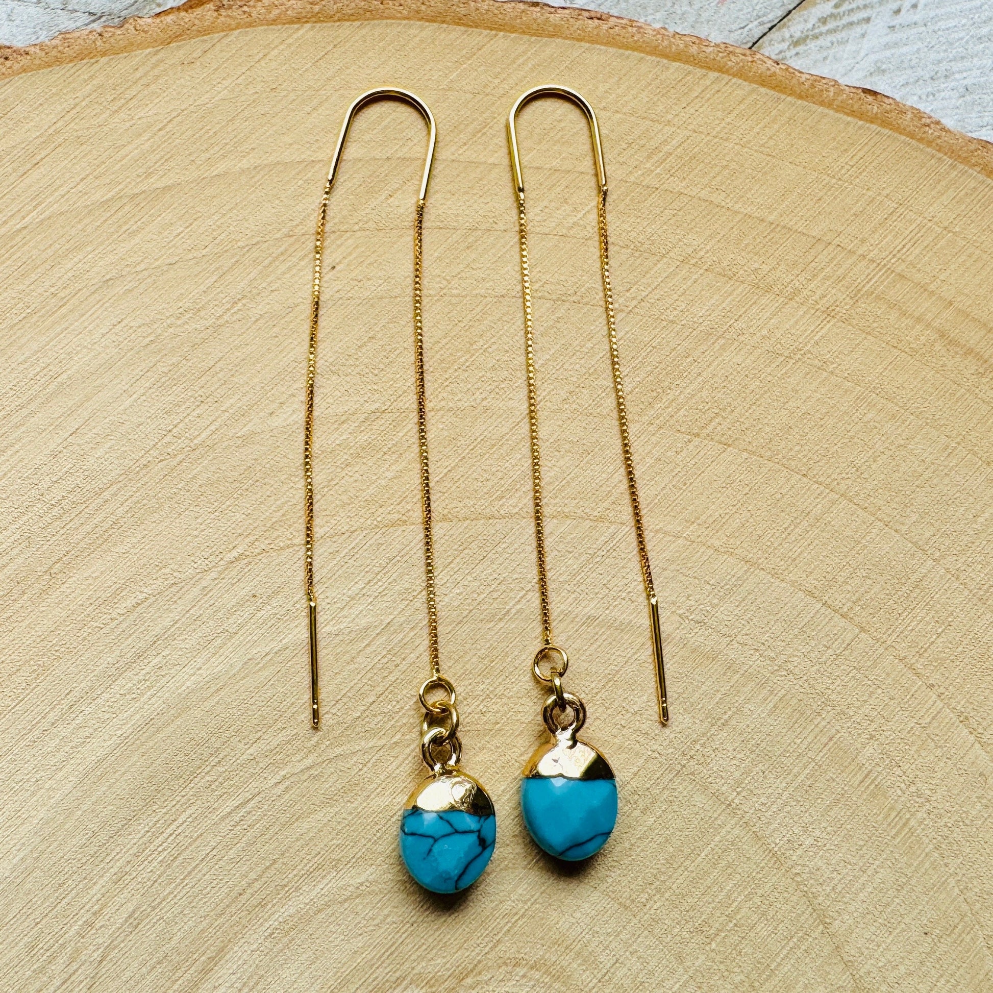 Turquoise Earrings, Threader Earrings, Statement Earrings Boho, Western Earrings, Boho Earrings, Best Friend Birthday Gifts for Her, Blue