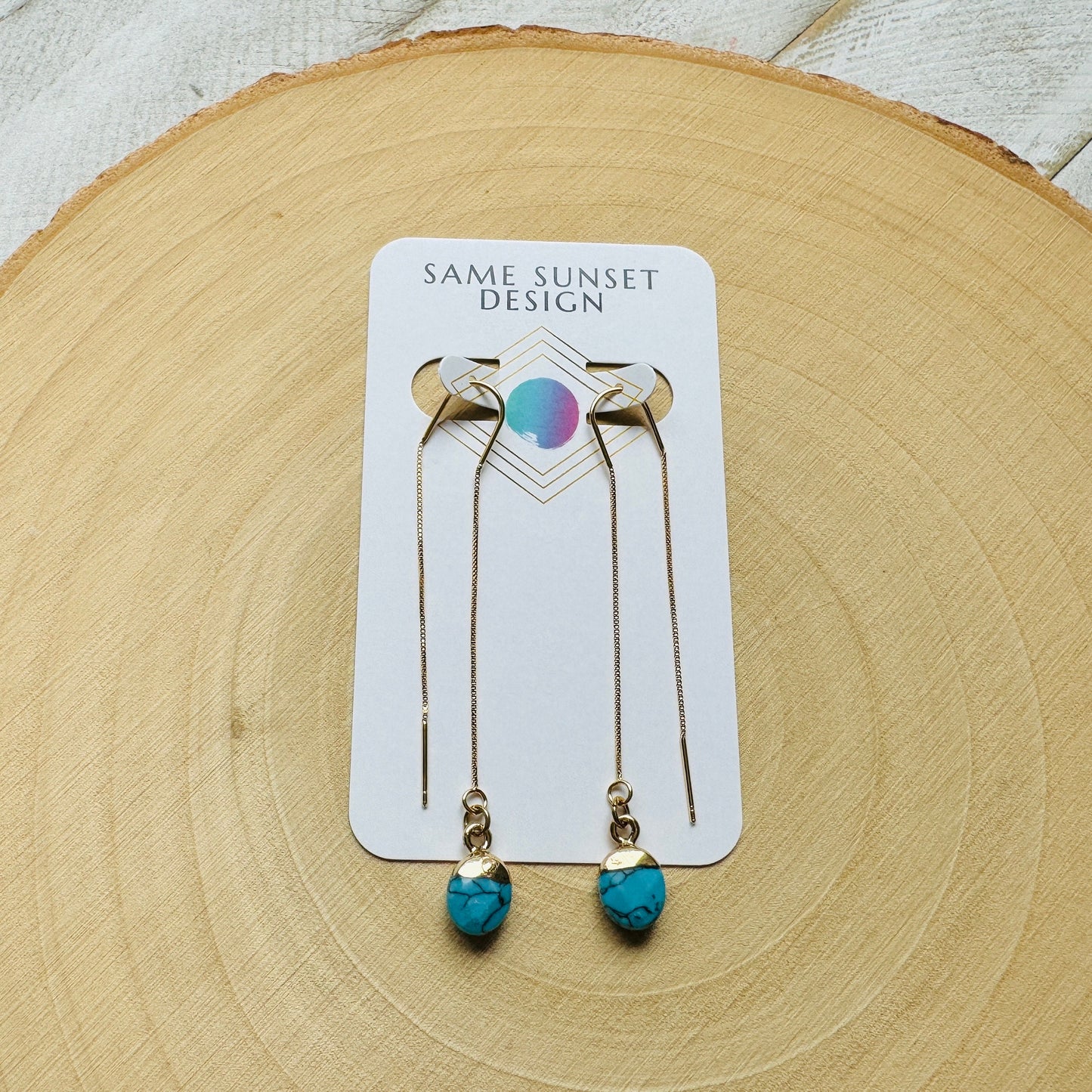 Turquoise Earrings, Threader Earrings, Statement Earrings Boho, Western Earrings, Boho Earrings, Best Friend Birthday Gifts for Her, Blue