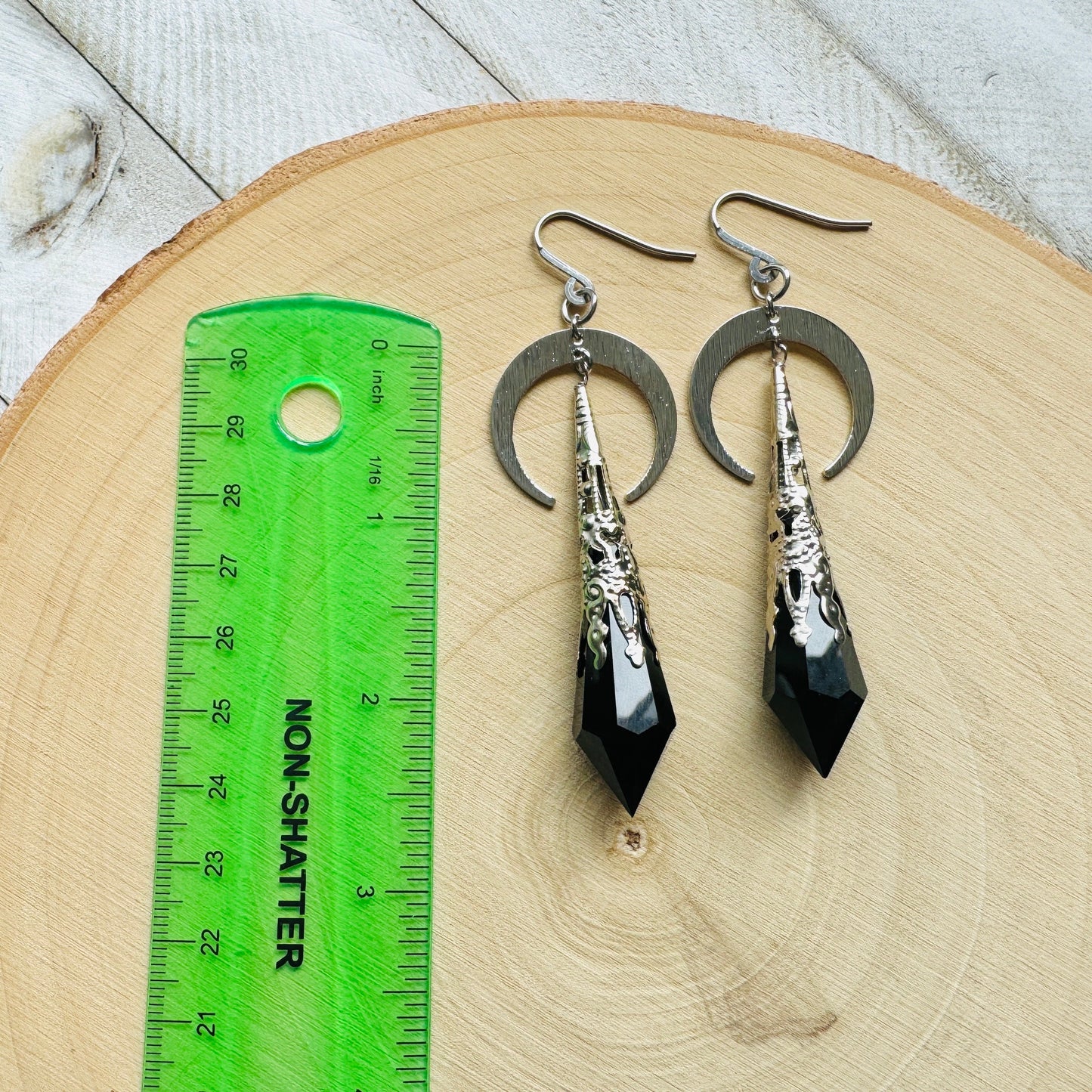 Crystal Earrings, Crescent Moon Earrings, Metaphysical Gifts, Witchy Earrings, Halloween Spooky Earrings, Friend Gifts for Woman Birthday