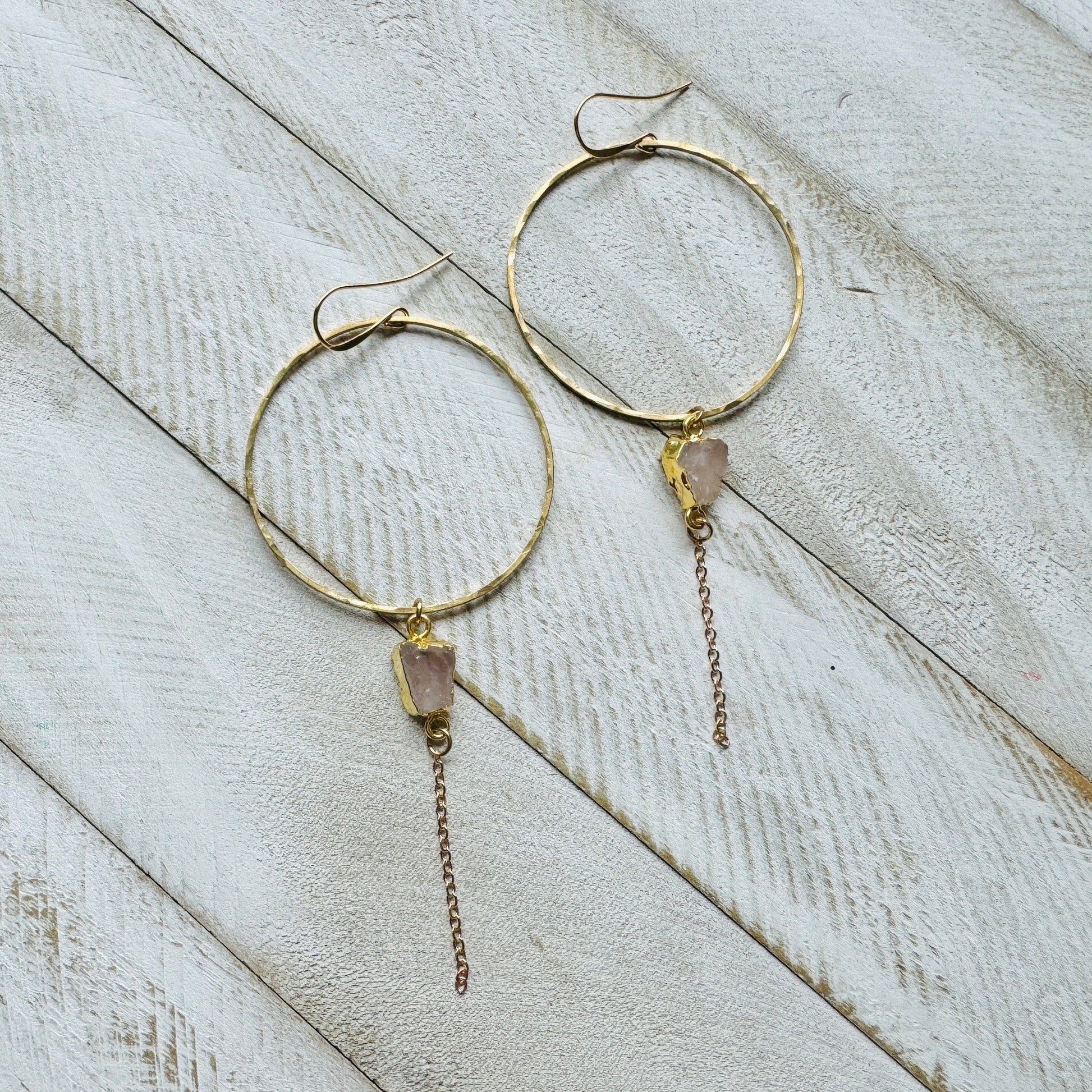 Rose Quartz Earrings, Statement Earrings Boho, Geometric Earrings Dangle, Heart Chakra Jewelry, Best Friend Birthday Gifts for Her, Chic