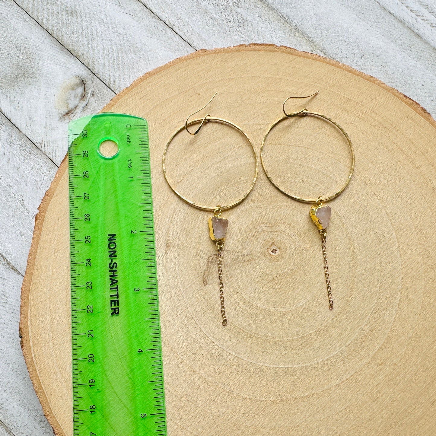 Rose Quartz Earrings, Statement Earrings Boho, Geometric Earrings Dangle, Heart Chakra Jewelry, Best Friend Birthday Gifts for Her, Chic