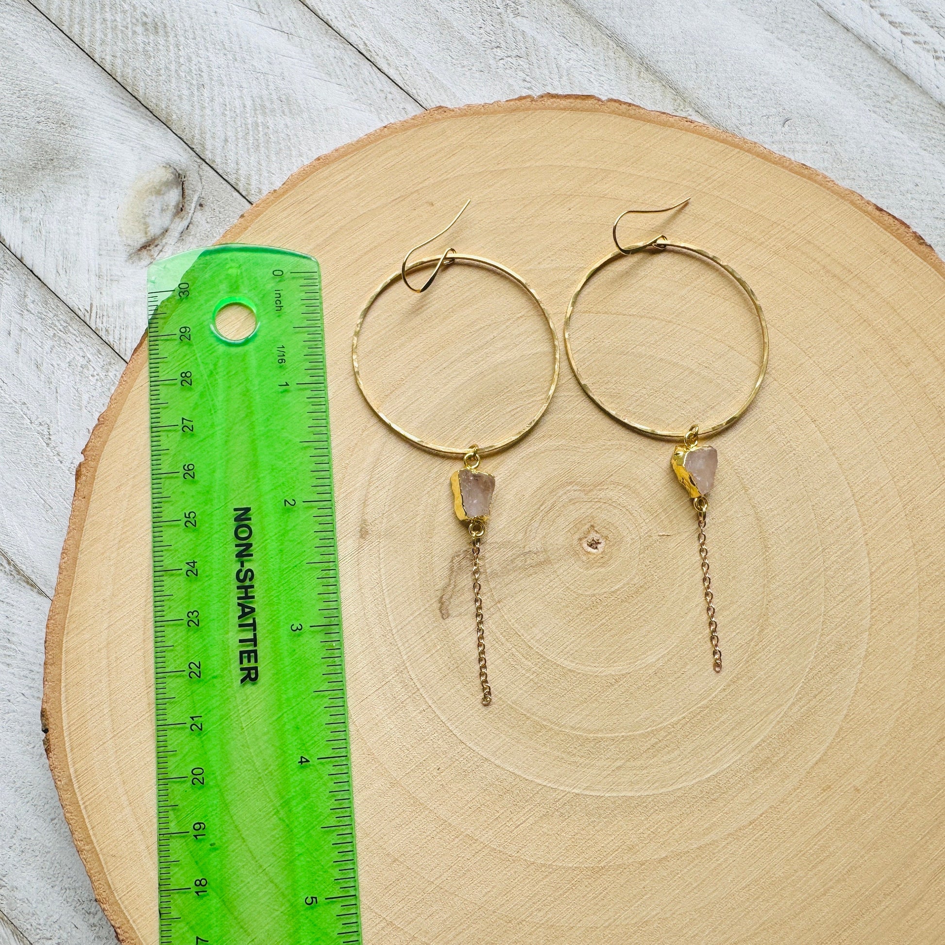 Rose Quartz Earrings, Statement Earrings Boho, Geometric Earrings Dangle, Heart Chakra Jewelry, Best Friend Birthday Gifts for Her, Chic