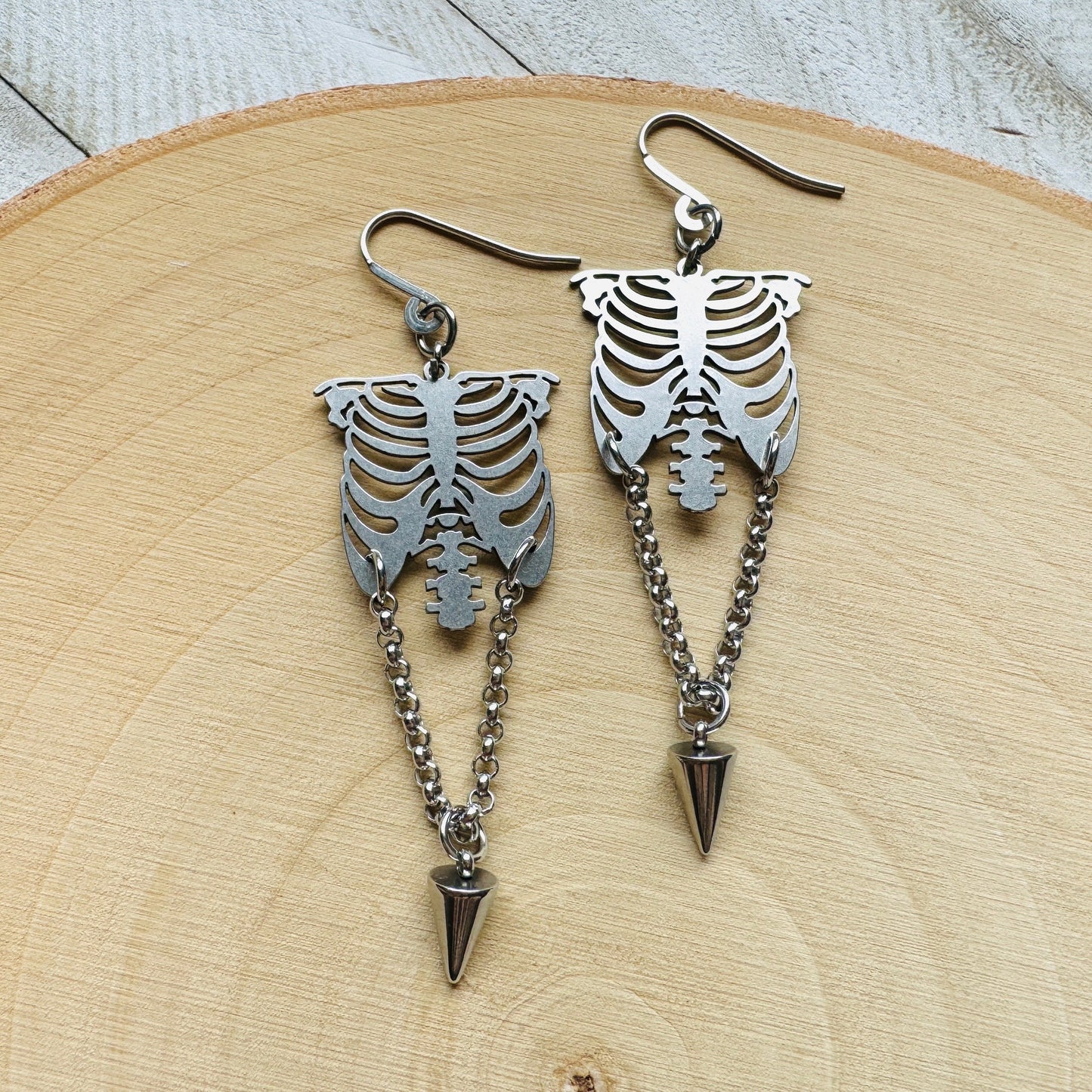 Ribcage Earrings, Skeleton Earrings, Punk Earrings Dangle, Halloween Spooky Earrings, Cute Halloween Gift for Teacher, Friend Gifts Ideas