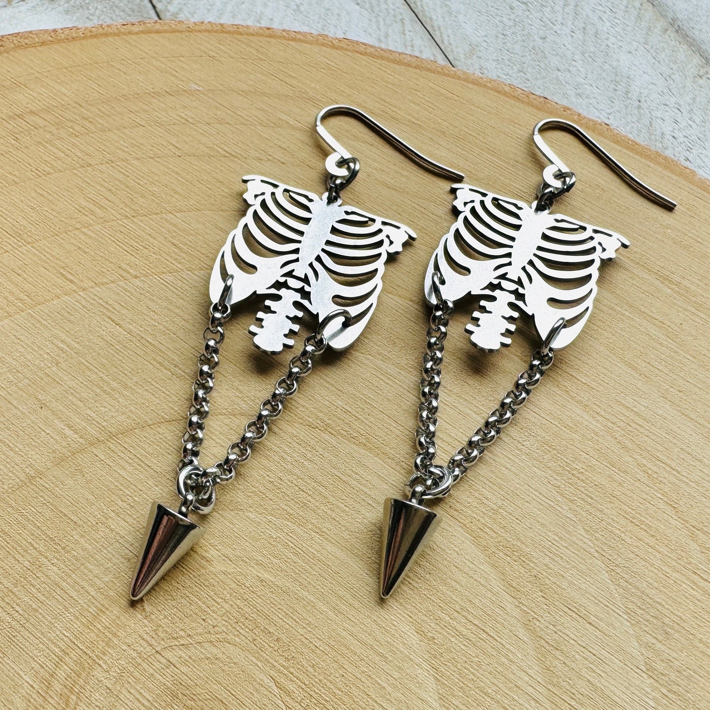 Ribcage Earrings, Skeleton Earrings, Punk Earrings Dangle, Halloween Spooky Earrings, Cute Halloween Gift for Teacher, Friend Gifts Ideas