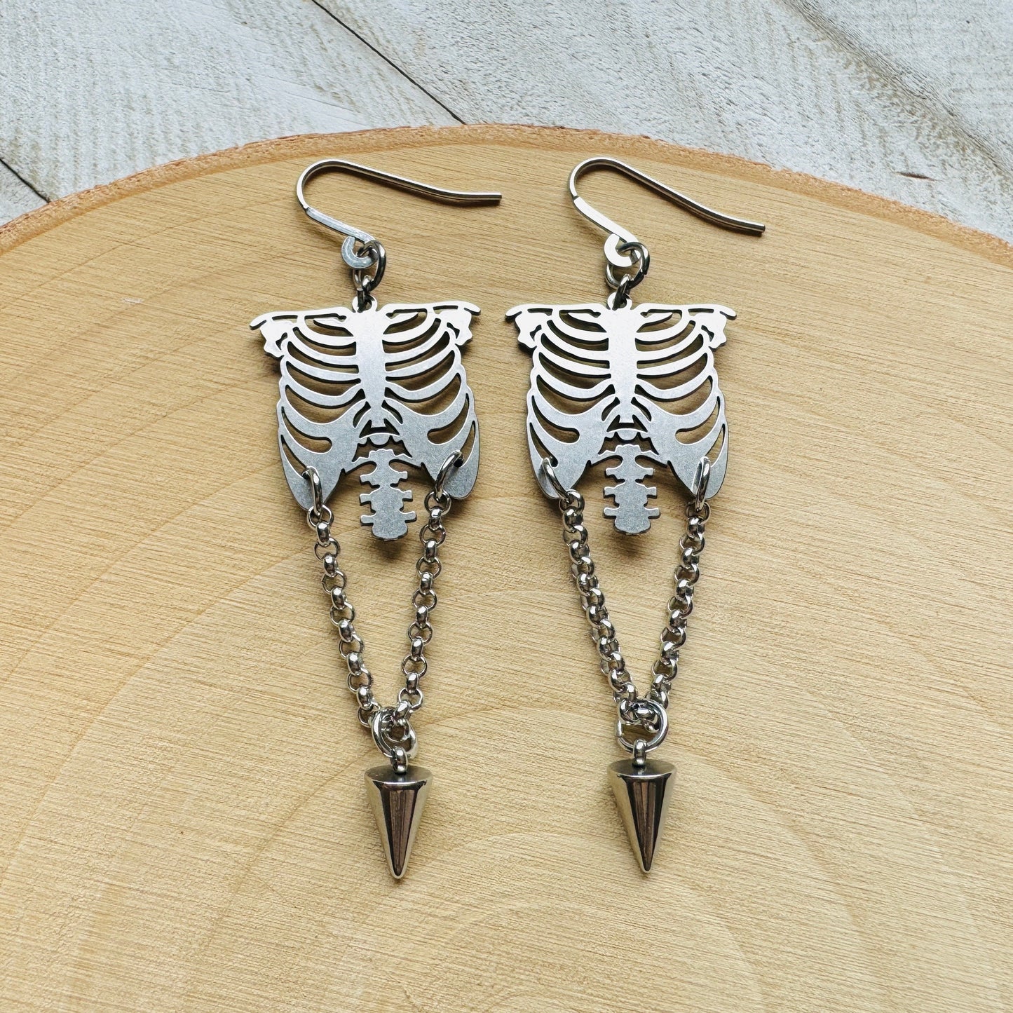Ribcage Earrings, Skeleton Earrings, Punk Earrings Dangle, Halloween Spooky Earrings, Cute Halloween Gift for Teacher, Friend Gifts Ideas