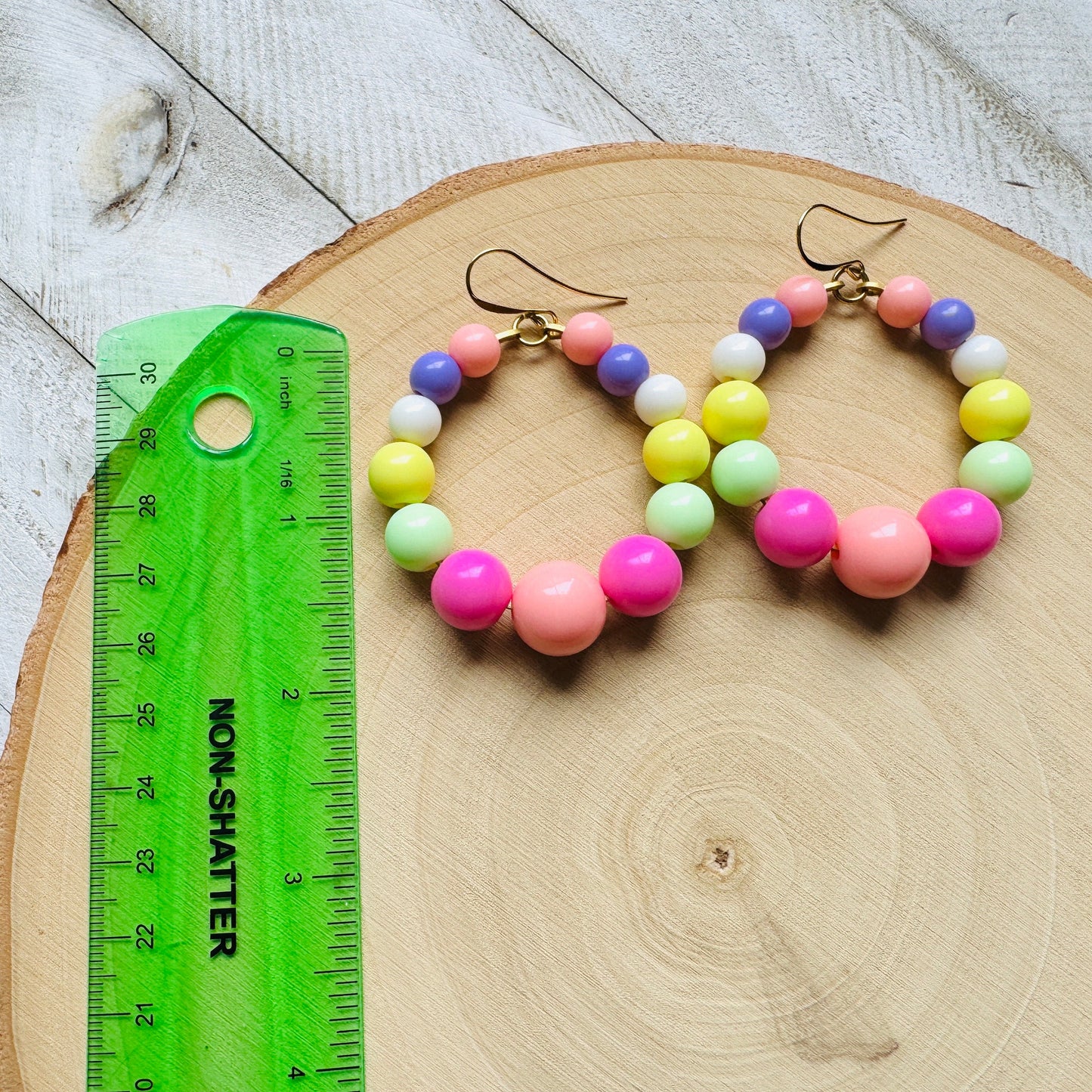 Pastel Earrings, Hoop Earrings Gold, Beaded Earrings, Boho Earrings Dangle, BFF Birthday Gift, Cute Halloween Gift for Teacher, 90s Vibes