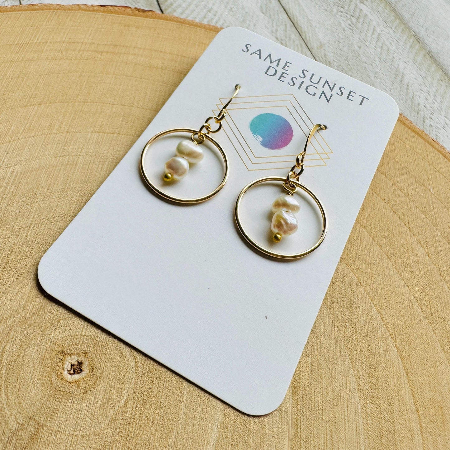 Pearl Earrings, Geometric Jewelry, Boho Earrings for Wedding, Beach Lover Jewelry, Stocking Stuffers for Mom Christmas Gifts for Girlfriend