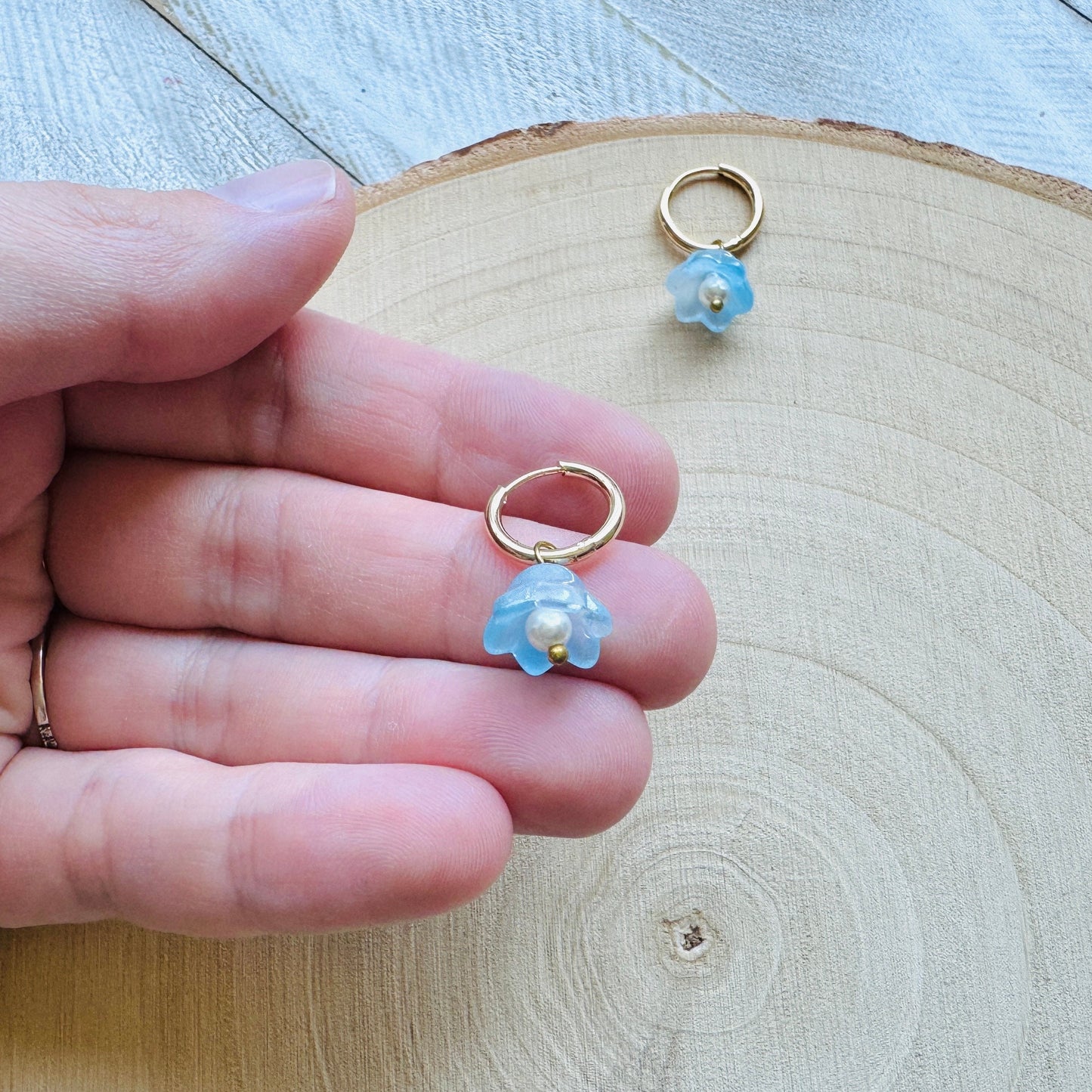 Flower Earrings, Pearl Earrings, Huggie Hoops, Wanderlust Jewelry, Dainty Earrings, Fairycore Earrings, Halloween Gift for Women, Boho Chic