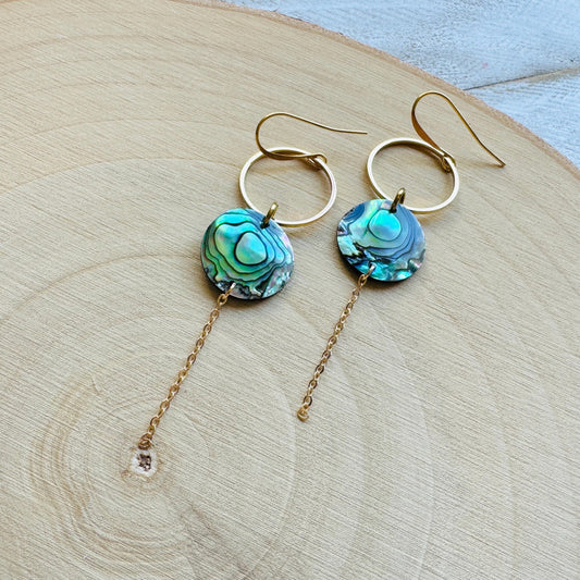 Abalone Earrings, Boho Earrings, Hoop Earrings Gold, Nature Lover Gift, Best Friend Birthday Gift, Sweet 16 Gift, Stocking Stuffers for Mom