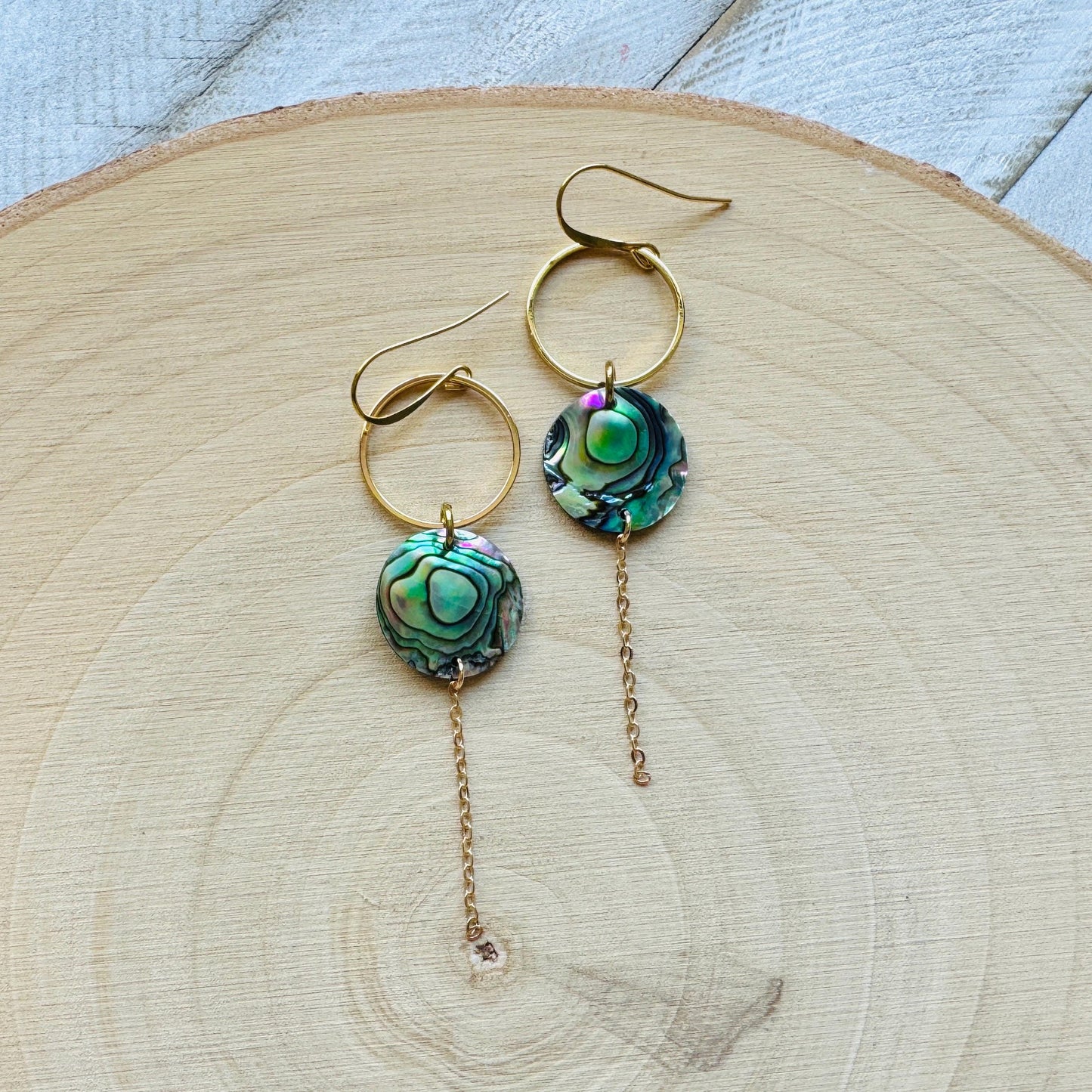 Abalone Earrings, Boho Earrings, Hoop Earrings Gold, Nature Lover Gift, Best Friend Birthday Gift, Sweet 16 Gift, Stocking Stuffers for Mom