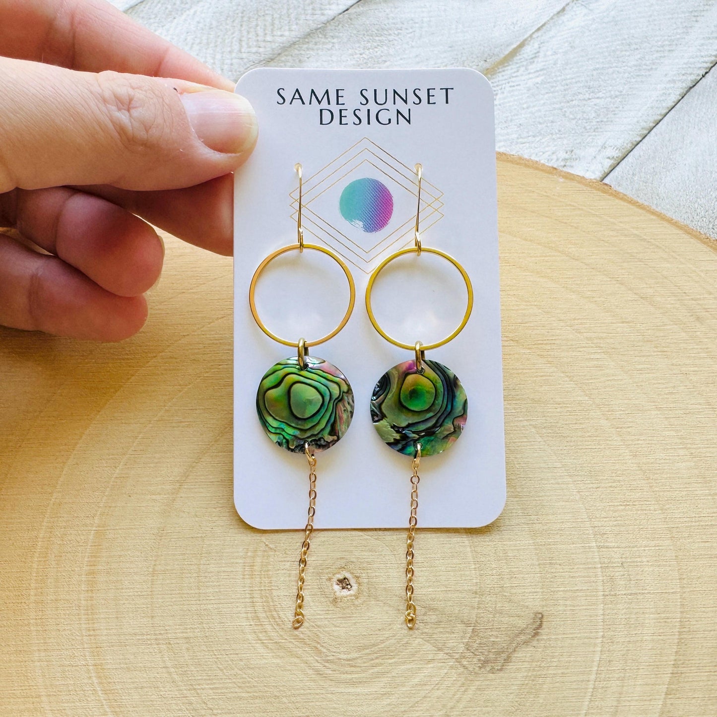 Abalone Earrings, Boho Earrings, Hoop Earrings Gold, Nature Lover Gift, Best Friend Birthday Gift, Sweet 16 Gift, Stocking Stuffers for Mom